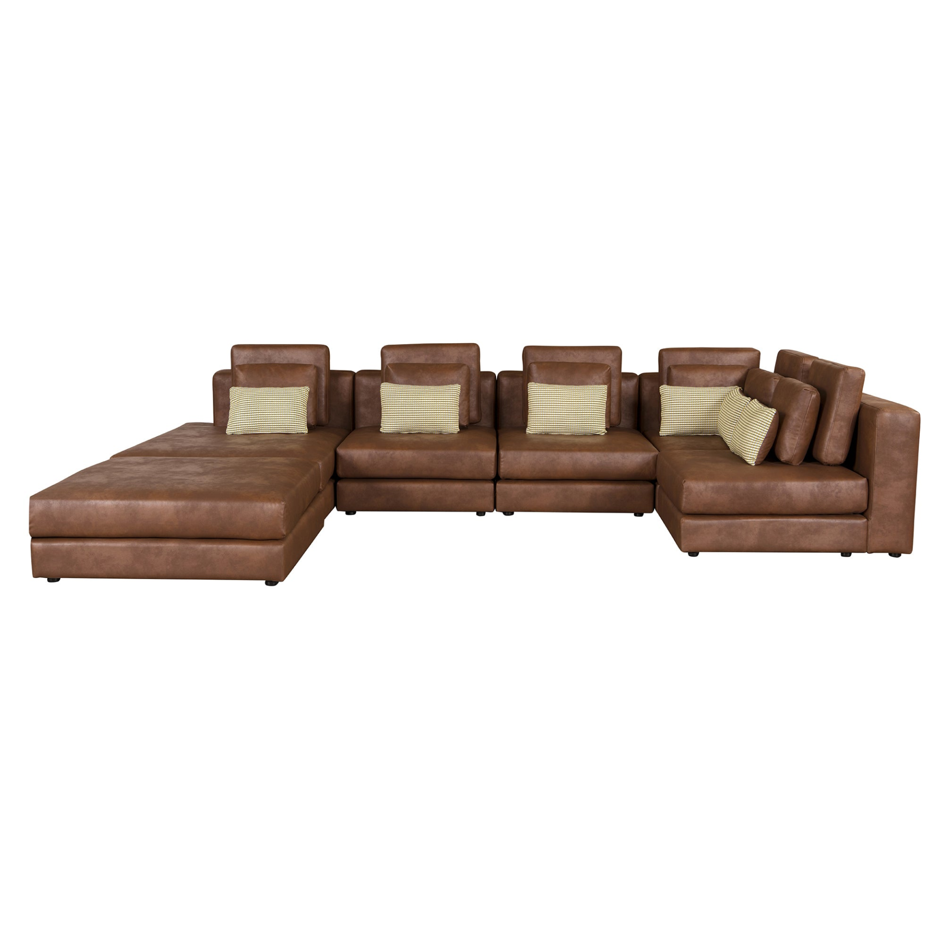 [product_type] | 112.7" Modular Sectional Sofa Corner Sofa Chaise Lounge with Movable Ottoman, Brown - Elegant and Versatile | casafoyer.myshopify.com