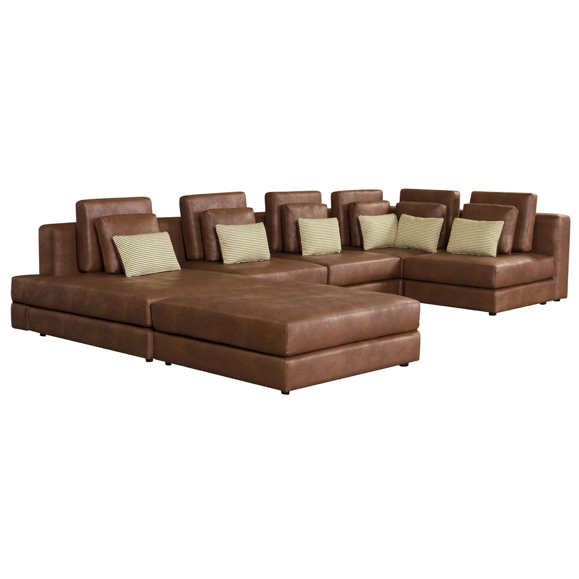 [product_type] | 112.7" Modular Sectional Sofa Corner Sofa Chaise Lounge with Movable Ottoman, Brown - Elegant and Versatile | casafoyer.myshopify.com