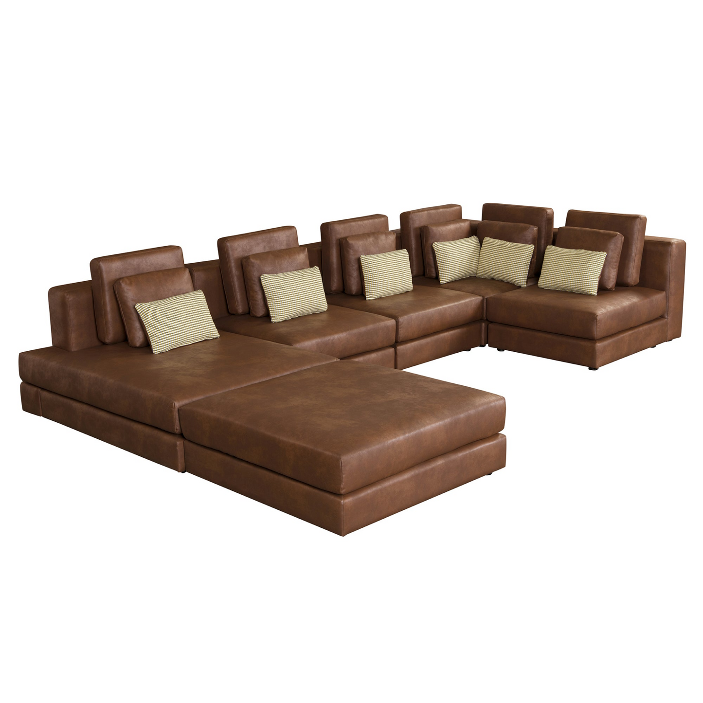 [product_type] | 112.7" Modular Sectional Sofa Corner Sofa Chaise Lounge with Movable Ottoman, Brown - Elegant and Versatile | casafoyer.myshopify.com