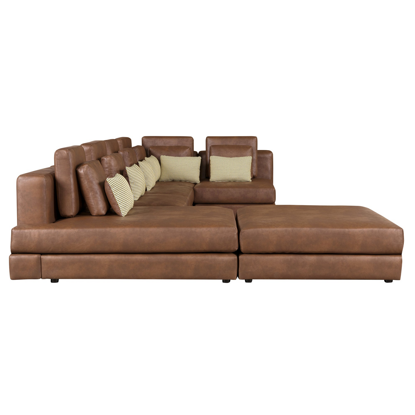 [product_type] | 112.7" Modular Sectional Sofa Corner Sofa Chaise Lounge with Movable Ottoman, Brown - Elegant and Versatile | casafoyer.myshopify.com