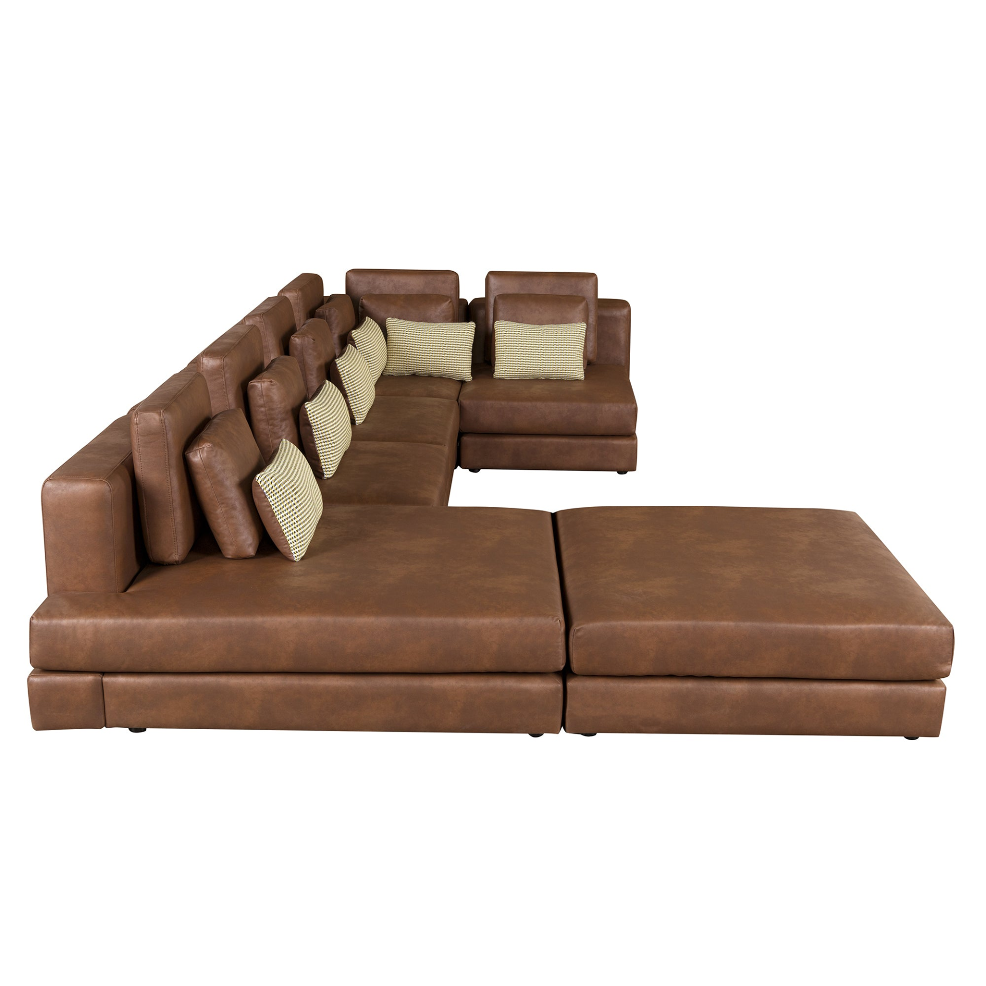 [product_type] | 112.7" Modular Sectional Sofa Corner Sofa Chaise Lounge with Movable Ottoman, Brown - Elegant and Versatile | casafoyer.myshopify.com