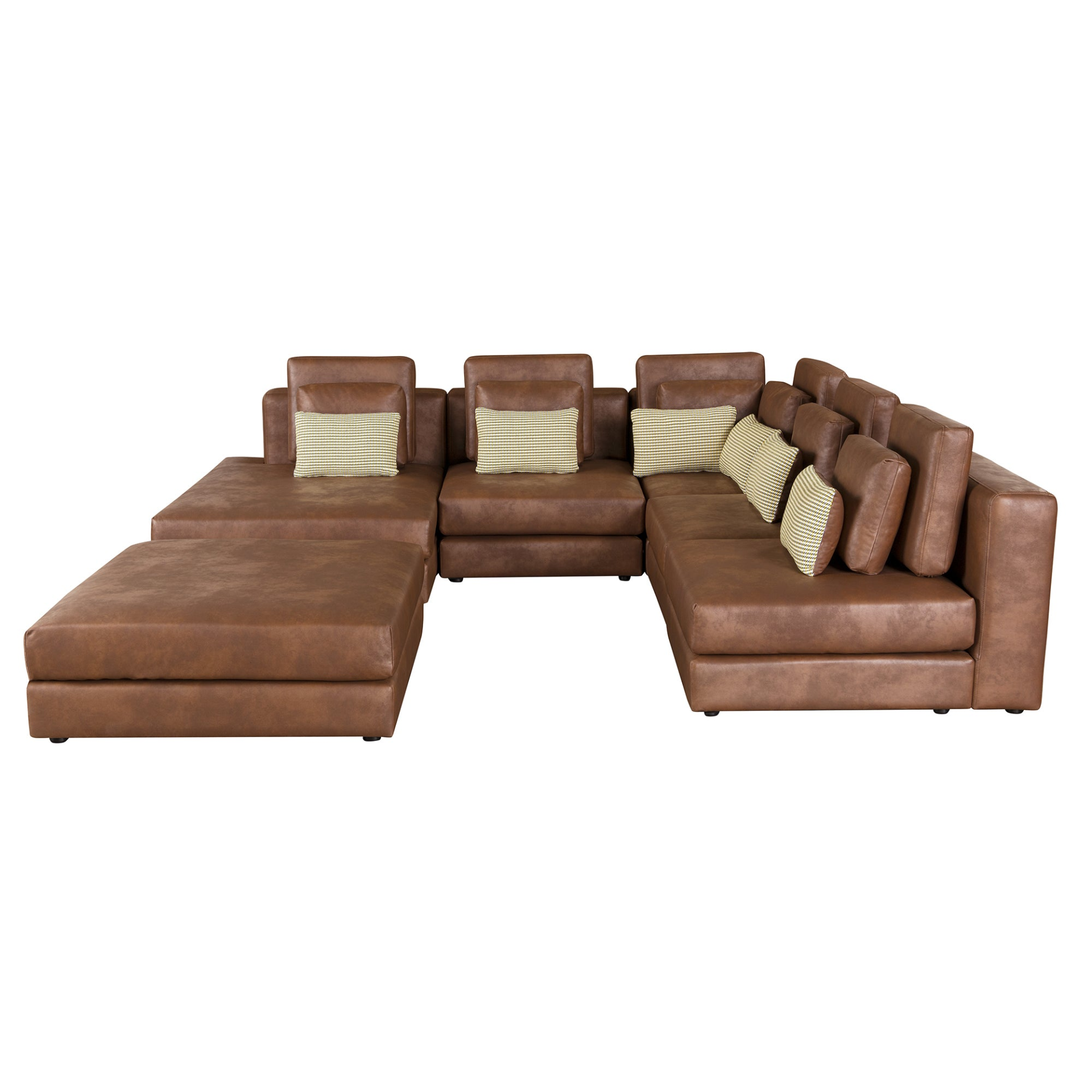 [product_type] | 112.7" Modular Sectional Sofa Corner Sofa Chaise Lounge with Movable Ottoman, Brown - Elegant and Versatile | casafoyer.myshopify.com