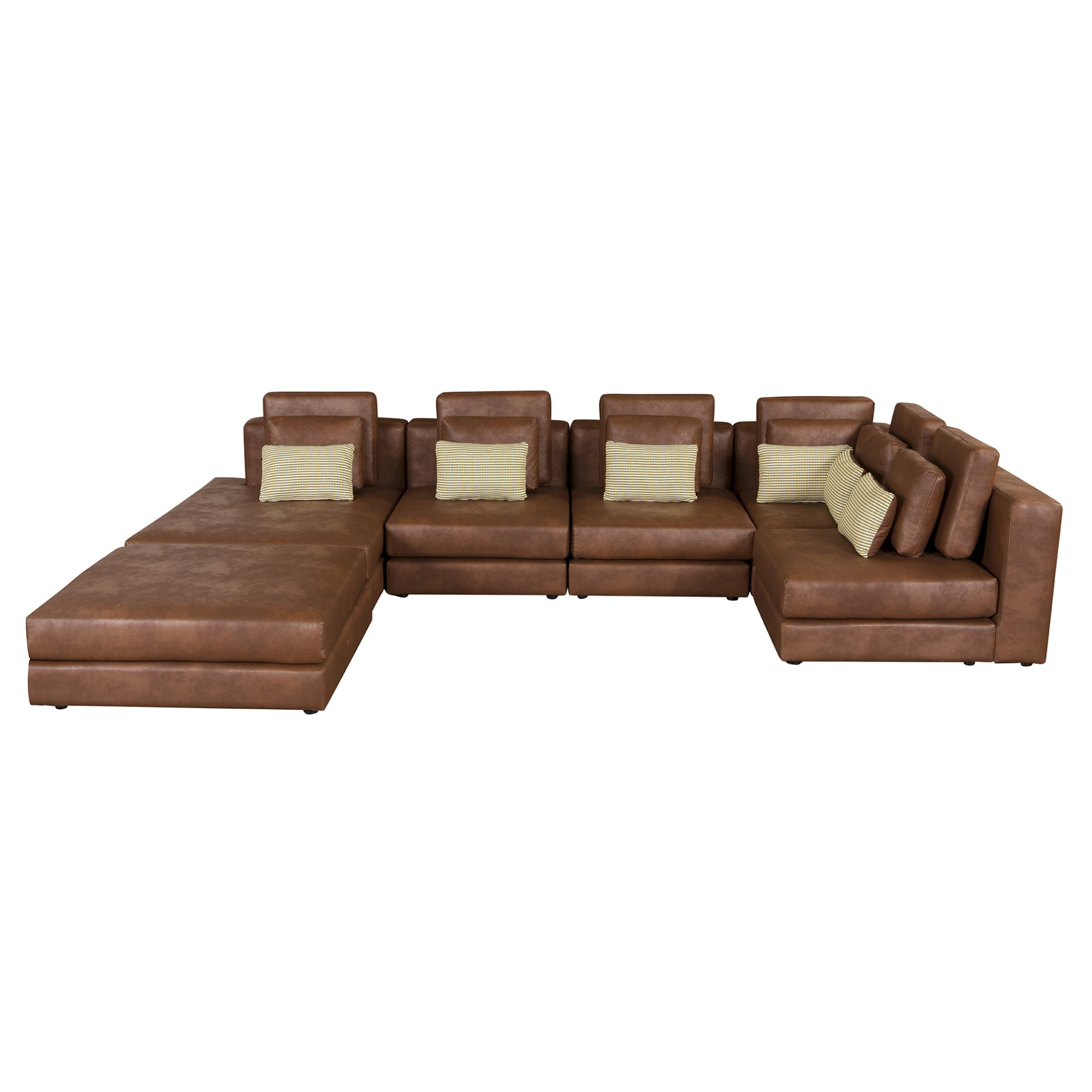 [product_type] | 112.7" Modular Sectional Sofa Corner Sofa Chaise Lounge with Movable Ottoman, Brown - Elegant and Versatile | casafoyer.myshopify.com