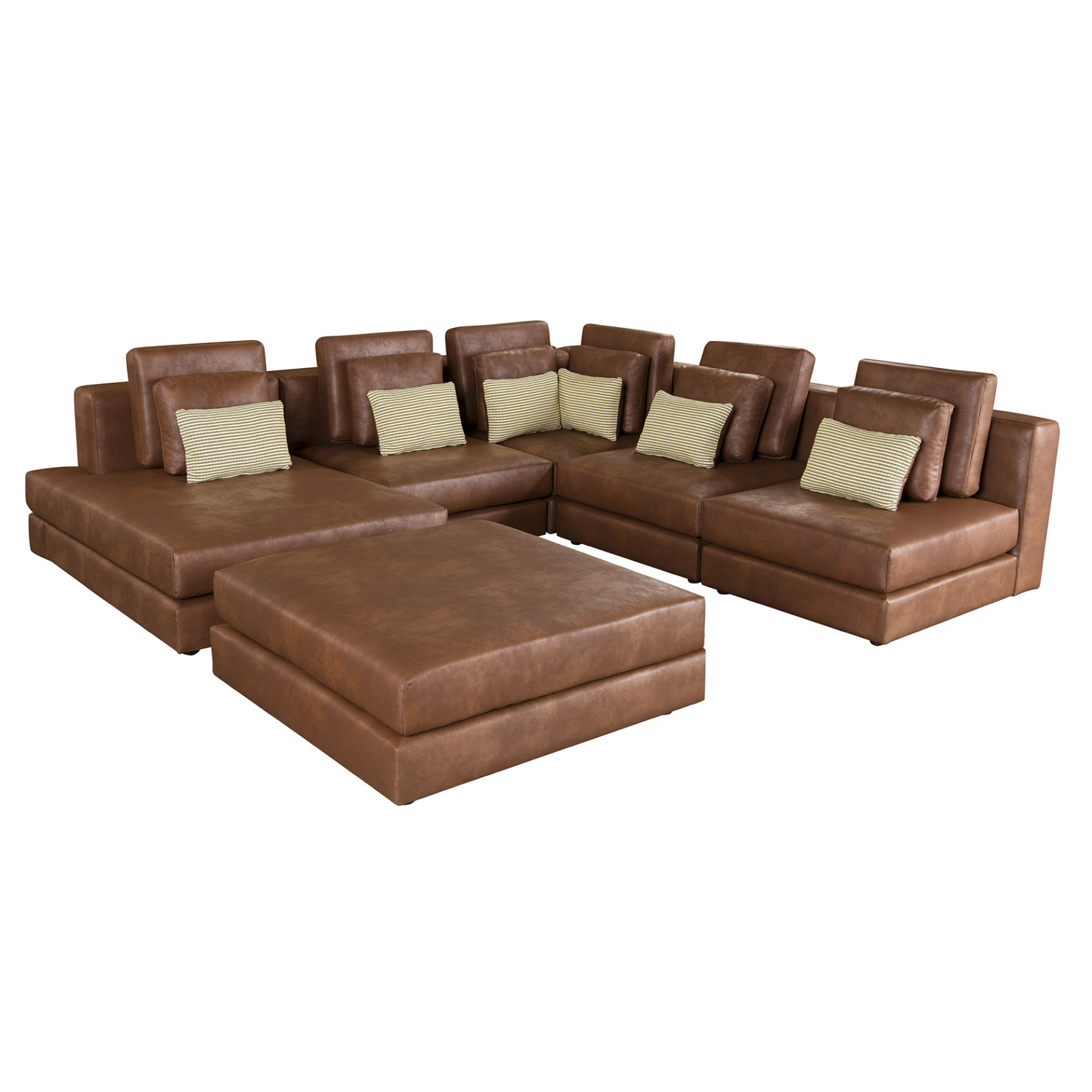 [product_type] | 112.7" Modular Sectional Sofa Corner Sofa Chaise Lounge with Movable Ottoman, Brown - Elegant and Versatile | casafoyer.myshopify.com