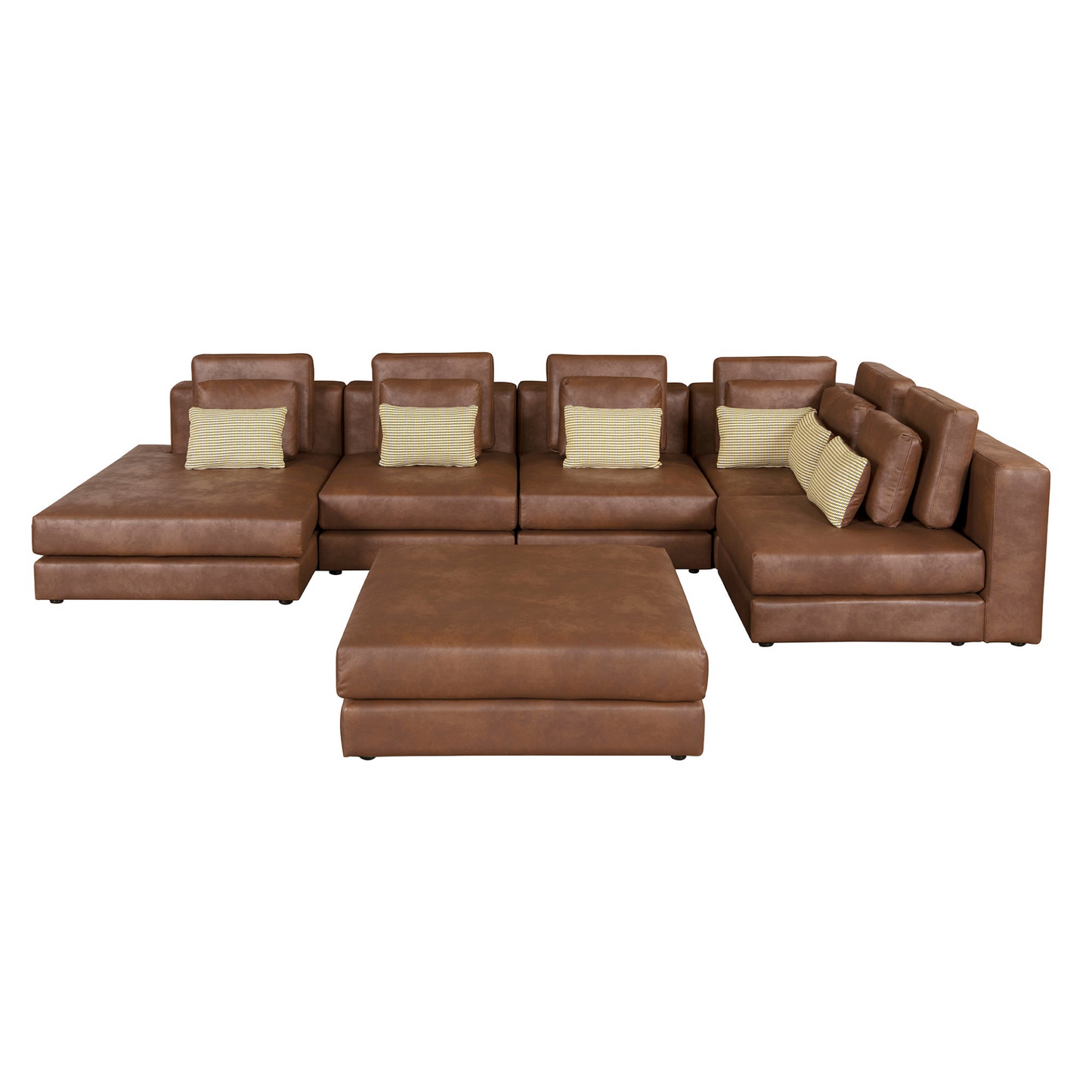 [product_type] | 112.7" Modular Sectional Sofa Corner Sofa Chaise Lounge with Movable Ottoman, Brown - Elegant and Versatile | casafoyer.myshopify.com