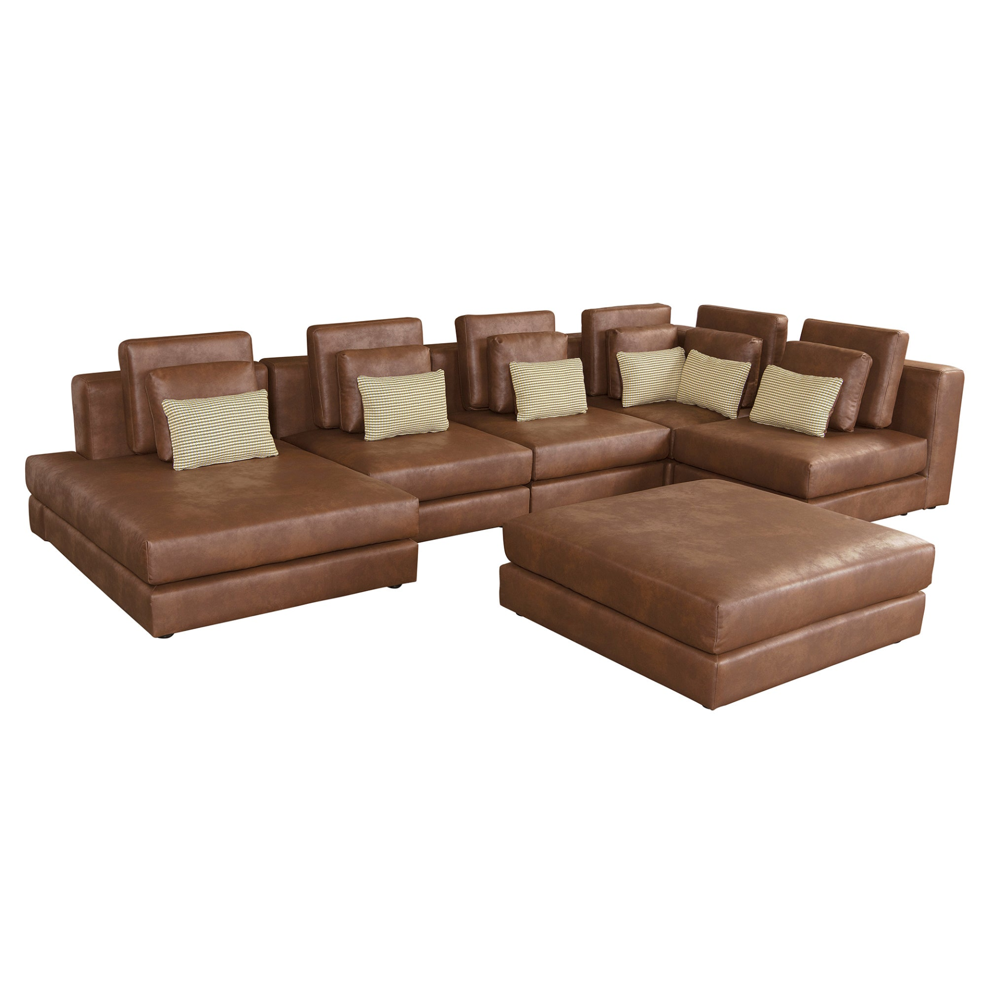 [product_type] | 112.7" Modular Sectional Sofa Corner Sofa Chaise Lounge with Movable Ottoman, Brown - Elegant and Versatile | casafoyer.myshopify.com