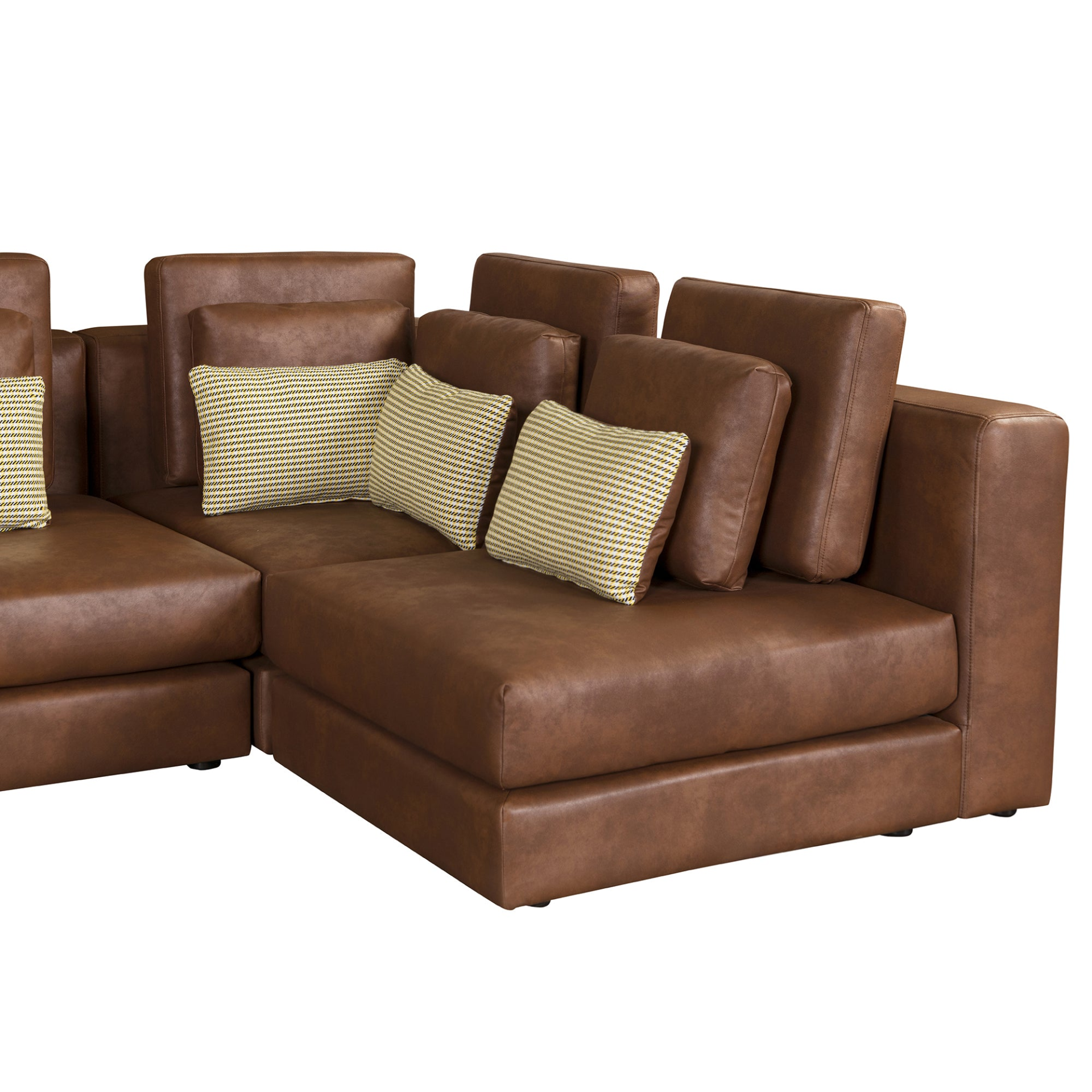 [product_type] | 112.7" Modular Sectional Sofa Corner Sofa Chaise Lounge with Movable Ottoman, Brown - Elegant and Versatile | casafoyer.myshopify.com