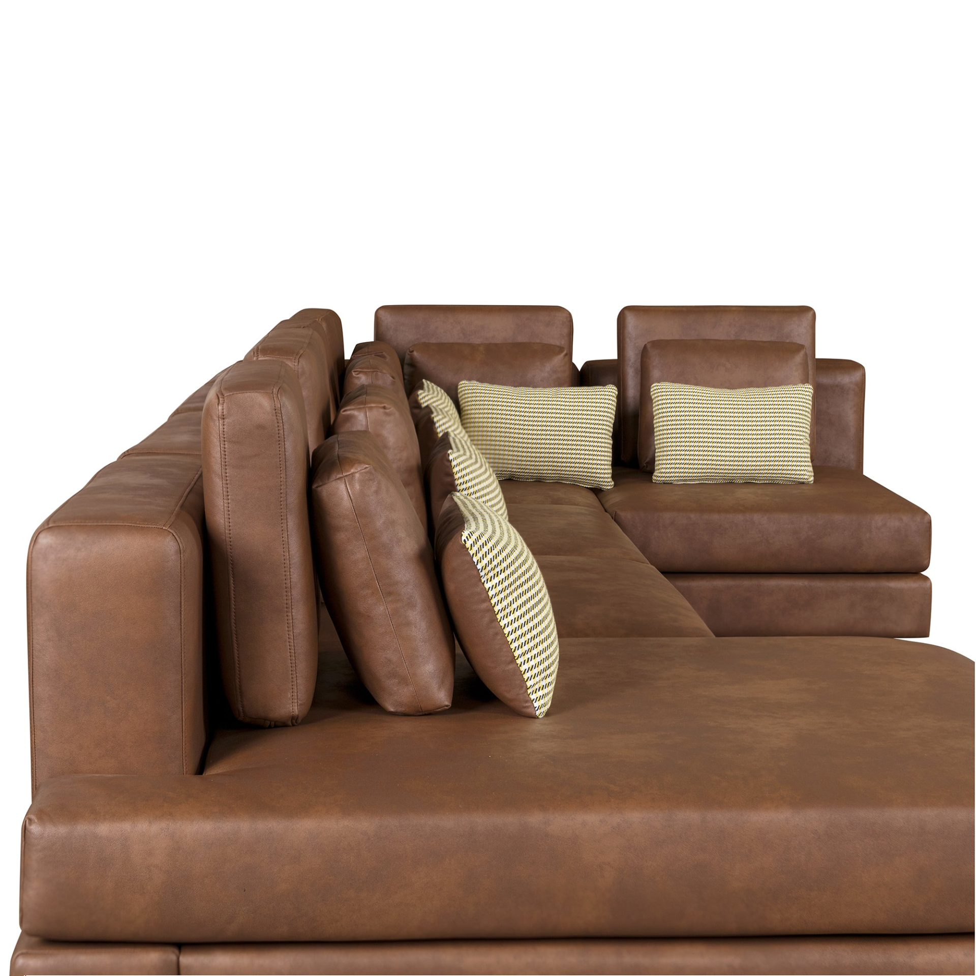 [product_type] | 112.7" Modular Sectional Sofa Corner Sofa Chaise Lounge with Movable Ottoman, Brown - Elegant and Versatile | casafoyer.myshopify.com