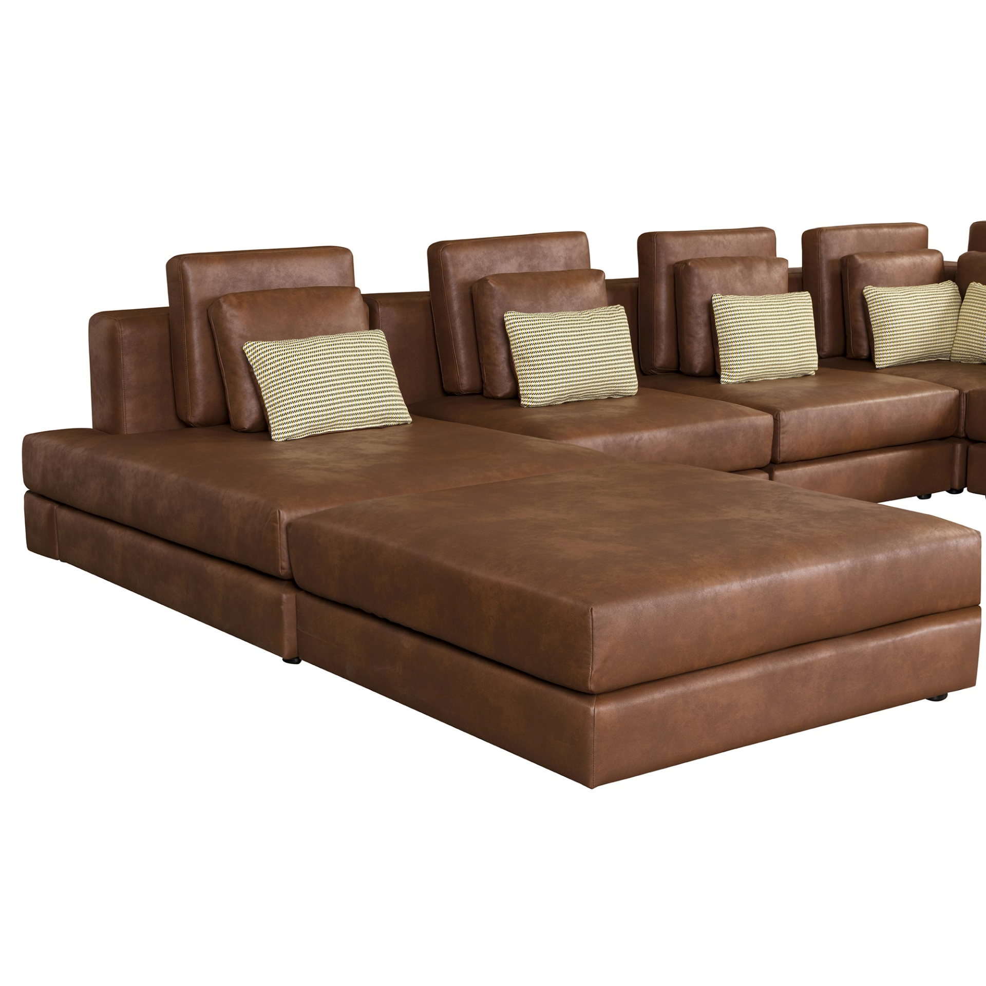 [product_type] | 112.7" Modular Sectional Sofa Corner Sofa Chaise Lounge with Movable Ottoman, Brown - Elegant and Versatile | casafoyer.myshopify.com