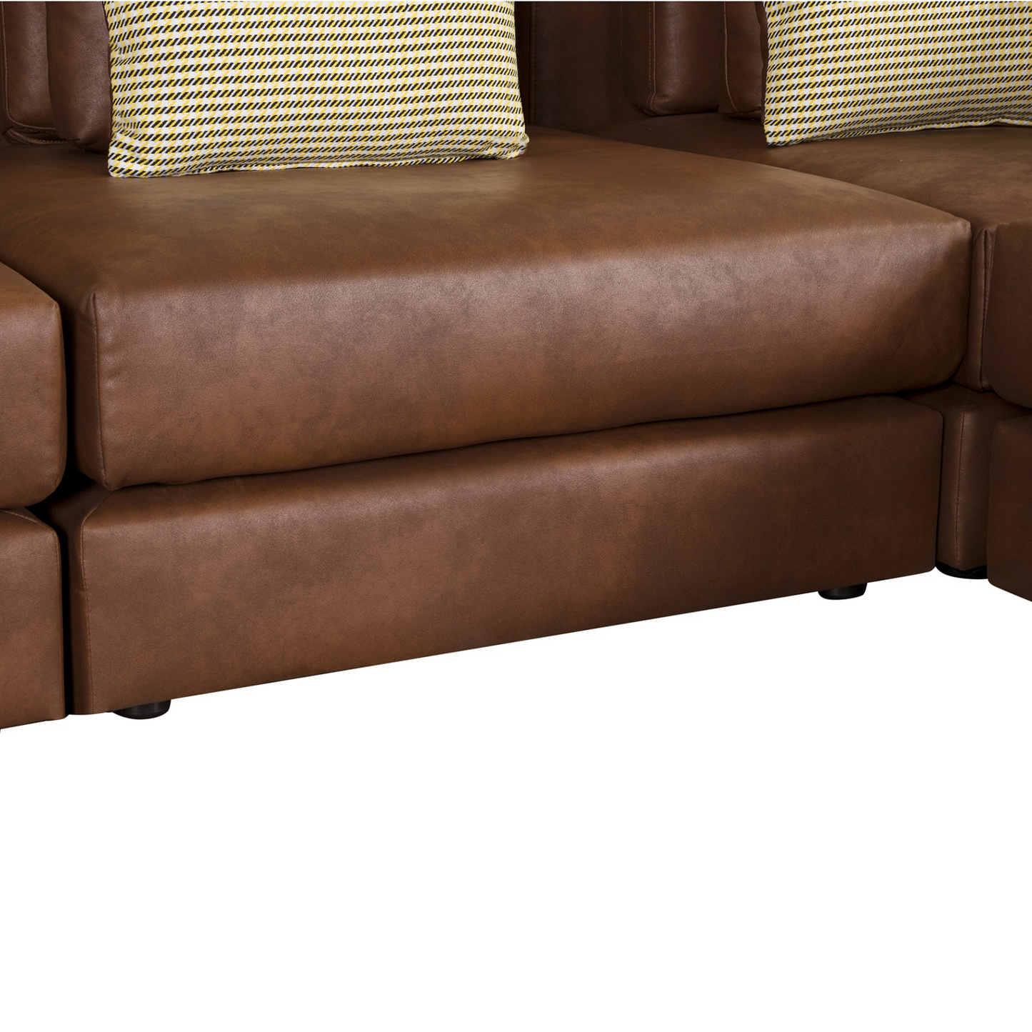 [product_type] | 112.7" Modular Sectional Sofa Corner Sofa Chaise Lounge with Movable Ottoman, Brown - Elegant and Versatile | casafoyer.myshopify.com