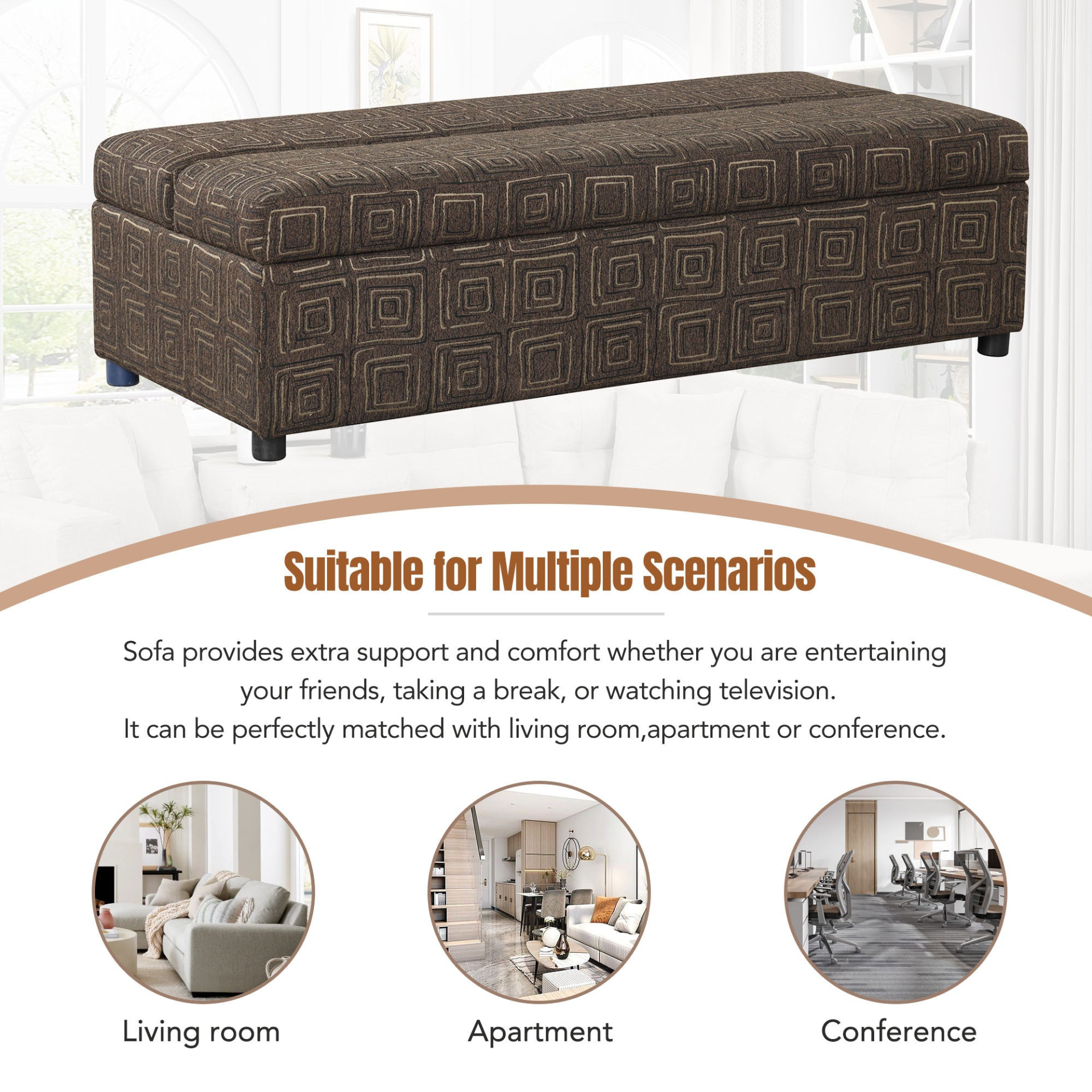 OTTOMAN | Full Size Folding Ottoman Sleeper Bed with Mattress Convertible Guest Bed Brown | casafoyer.myshopify.com