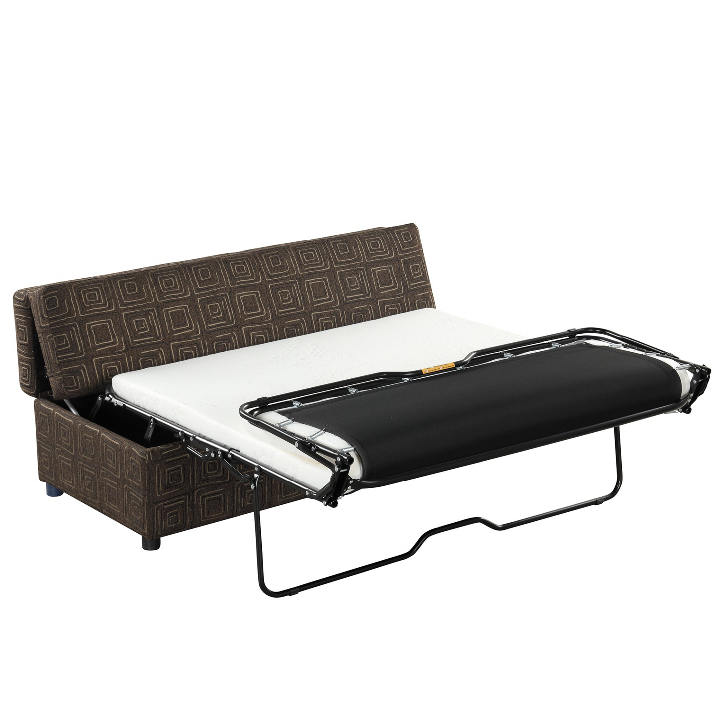 OTTOMAN | Full Size Folding Ottoman Sleeper Bed with Mattress Convertible Guest Bed Brown | casafoyer.myshopify.com