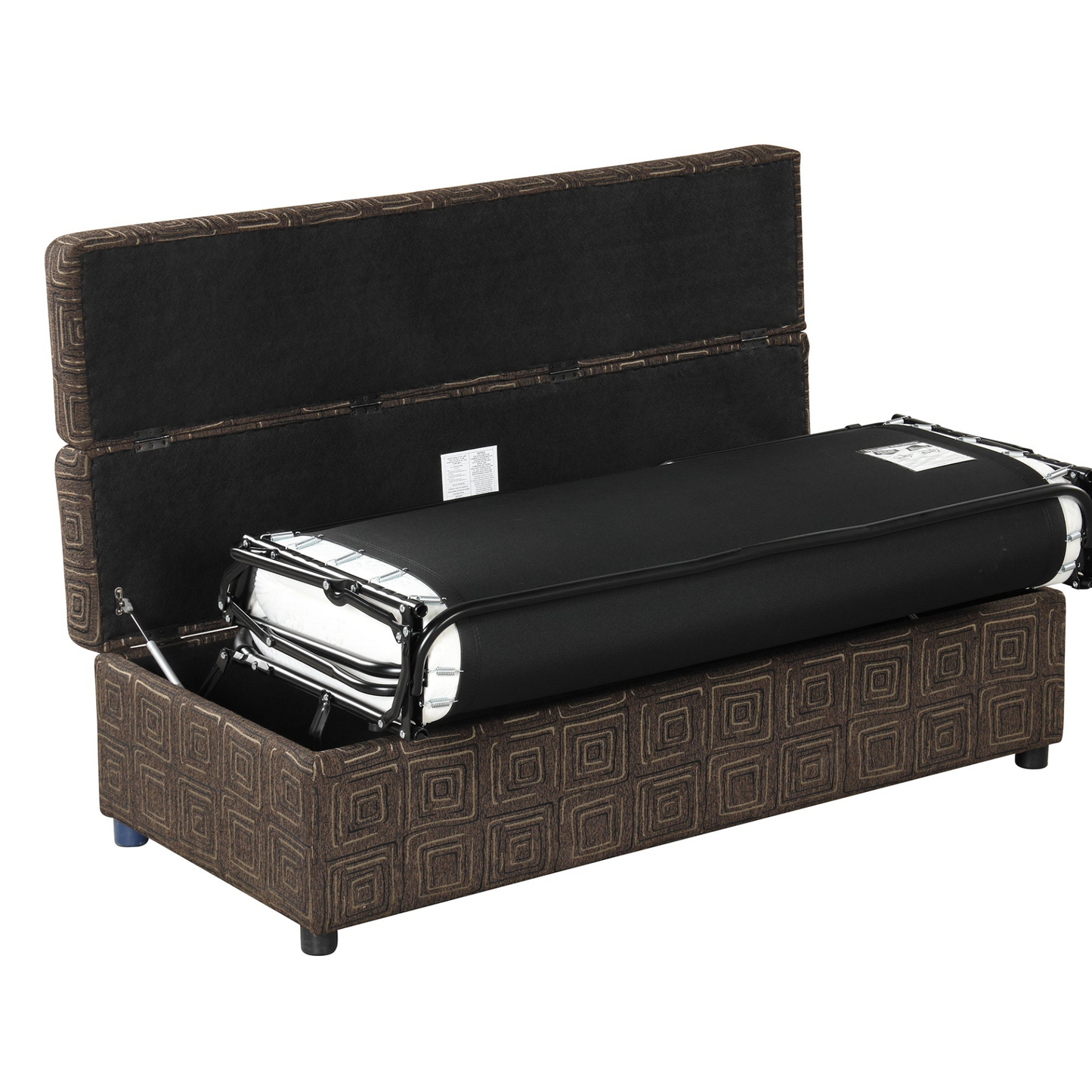 OTTOMAN | Full Size Folding Ottoman Sleeper Bed with Mattress Convertible Guest Bed Brown | casafoyer.myshopify.com