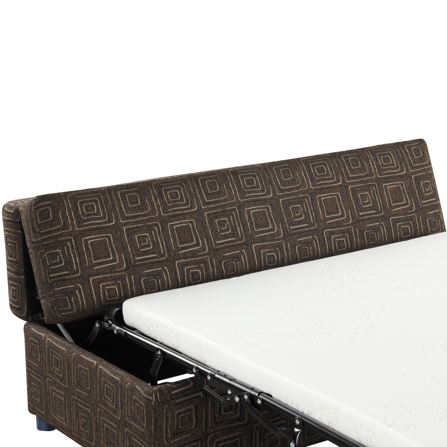 OTTOMAN | Full Size Folding Ottoman Sleeper Bed with Mattress Convertible Guest Bed Brown | casafoyer.myshopify.com