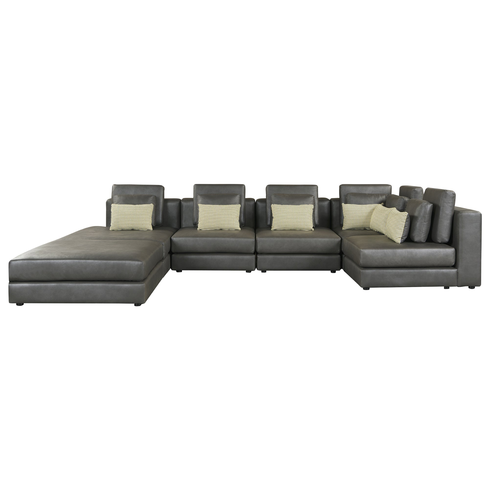 [product_type] | 112.7" Modular Sectional Sofa Corner Sofa Chaise Lounge with Movable Ottoman for Living Room, Black | casafoyer.myshopify.com