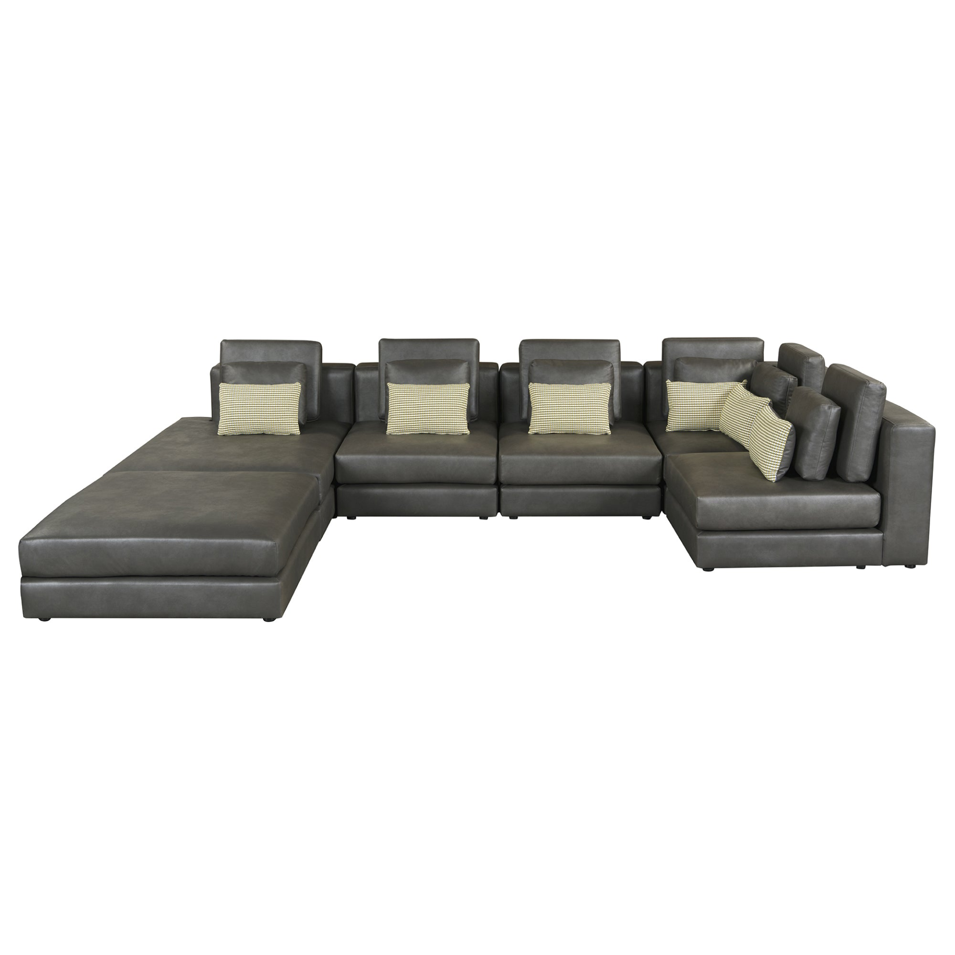 [product_type] | 112.7" Modular Sectional Sofa Corner Sofa Chaise Lounge with Movable Ottoman for Living Room, Black | casafoyer.myshopify.com