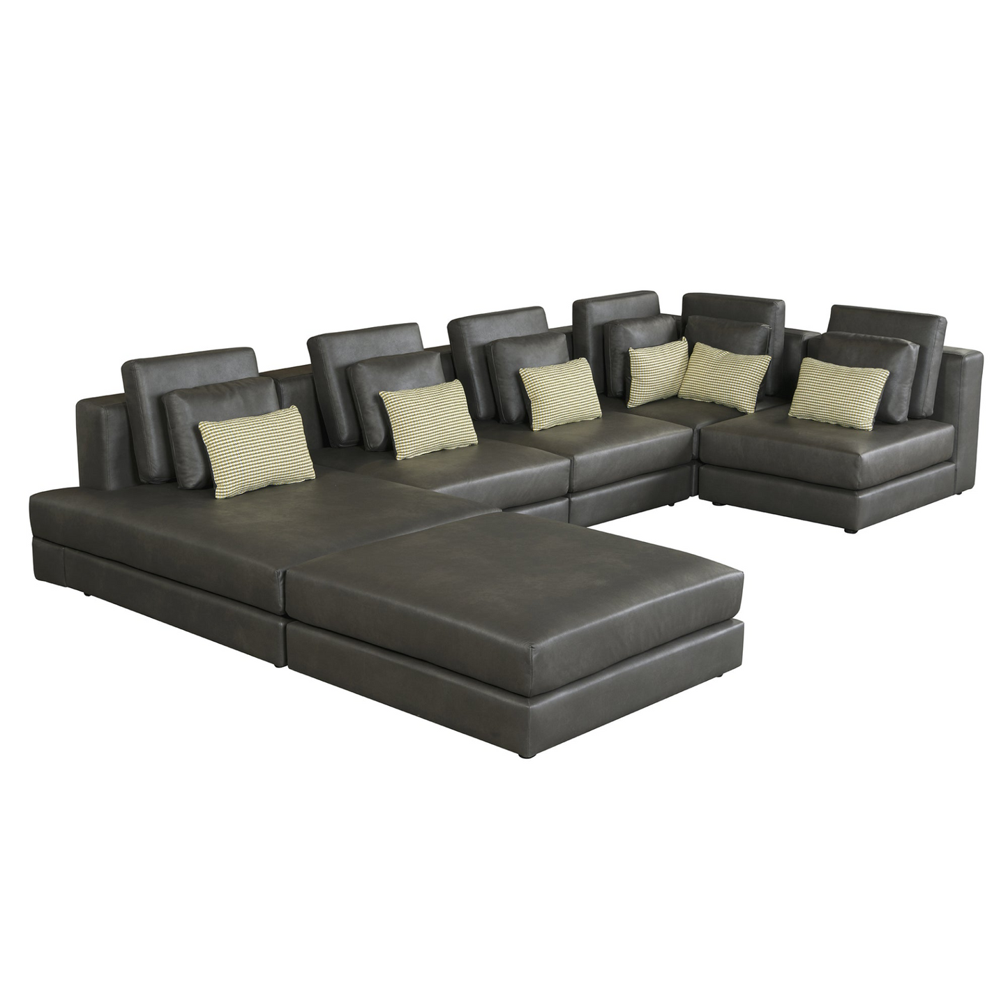 [product_type] | 112.7" Modular Sectional Sofa Corner Sofa Chaise Lounge with Movable Ottoman for Living Room, Black | casafoyer.myshopify.com