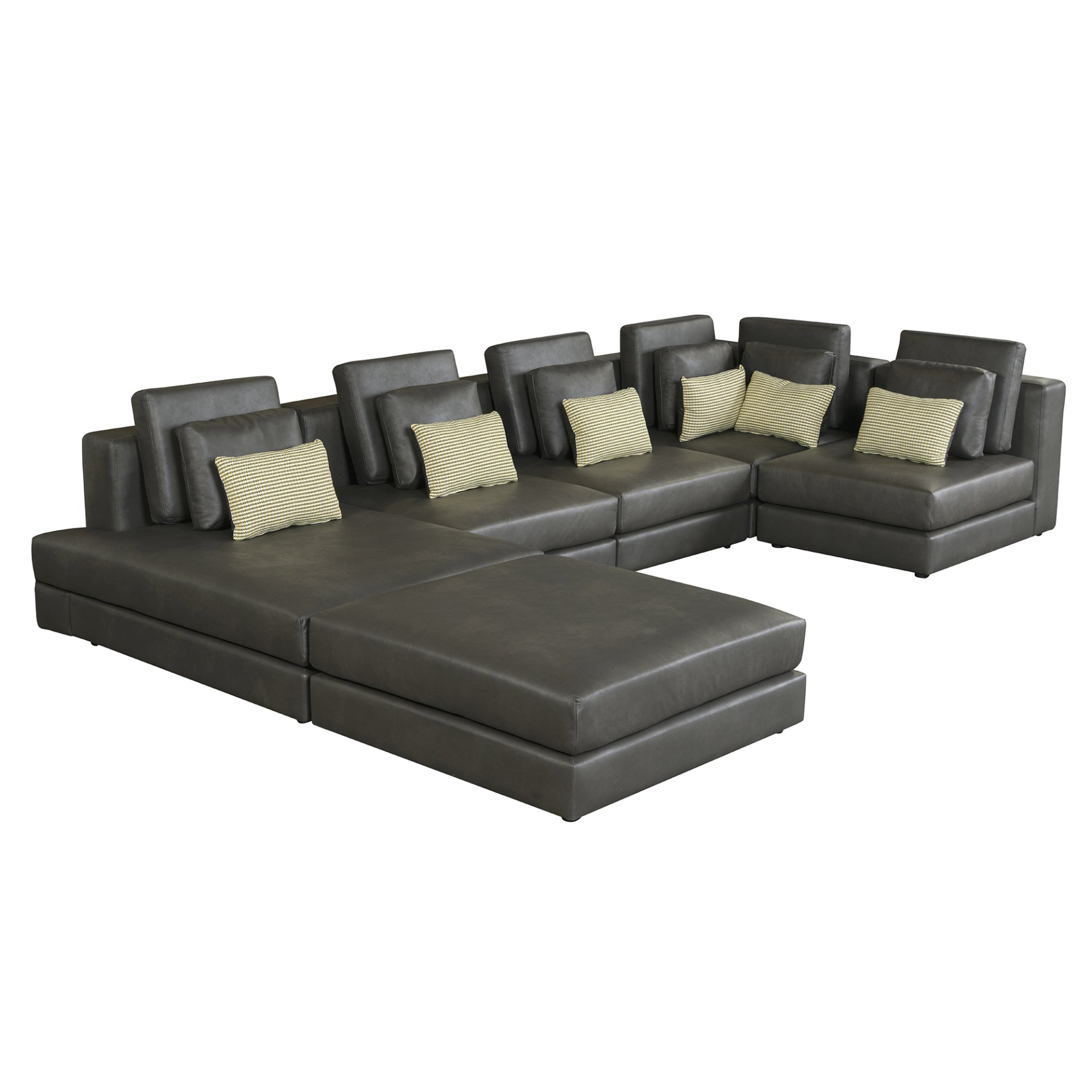 [product_type] | 112.7" Modular Sectional Sofa Corner Sofa Chaise Lounge with Movable Ottoman for Living Room, Black | casafoyer.myshopify.com