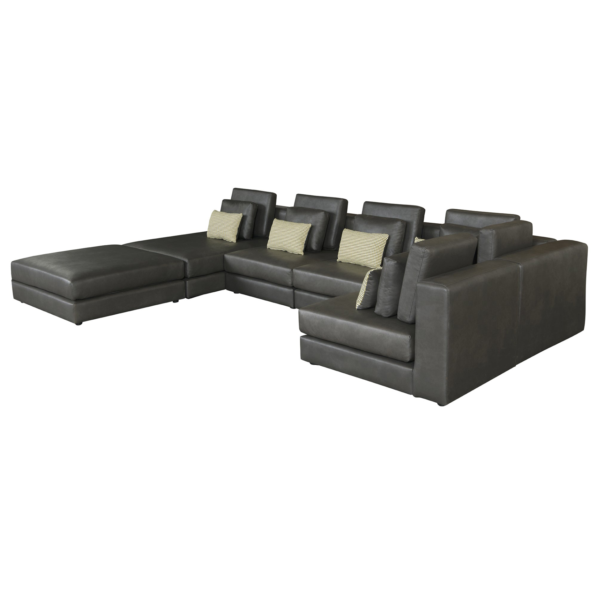 [product_type] | 112.7" Modular Sectional Sofa Corner Sofa Chaise Lounge with Movable Ottoman for Living Room, Black | casafoyer.myshopify.com