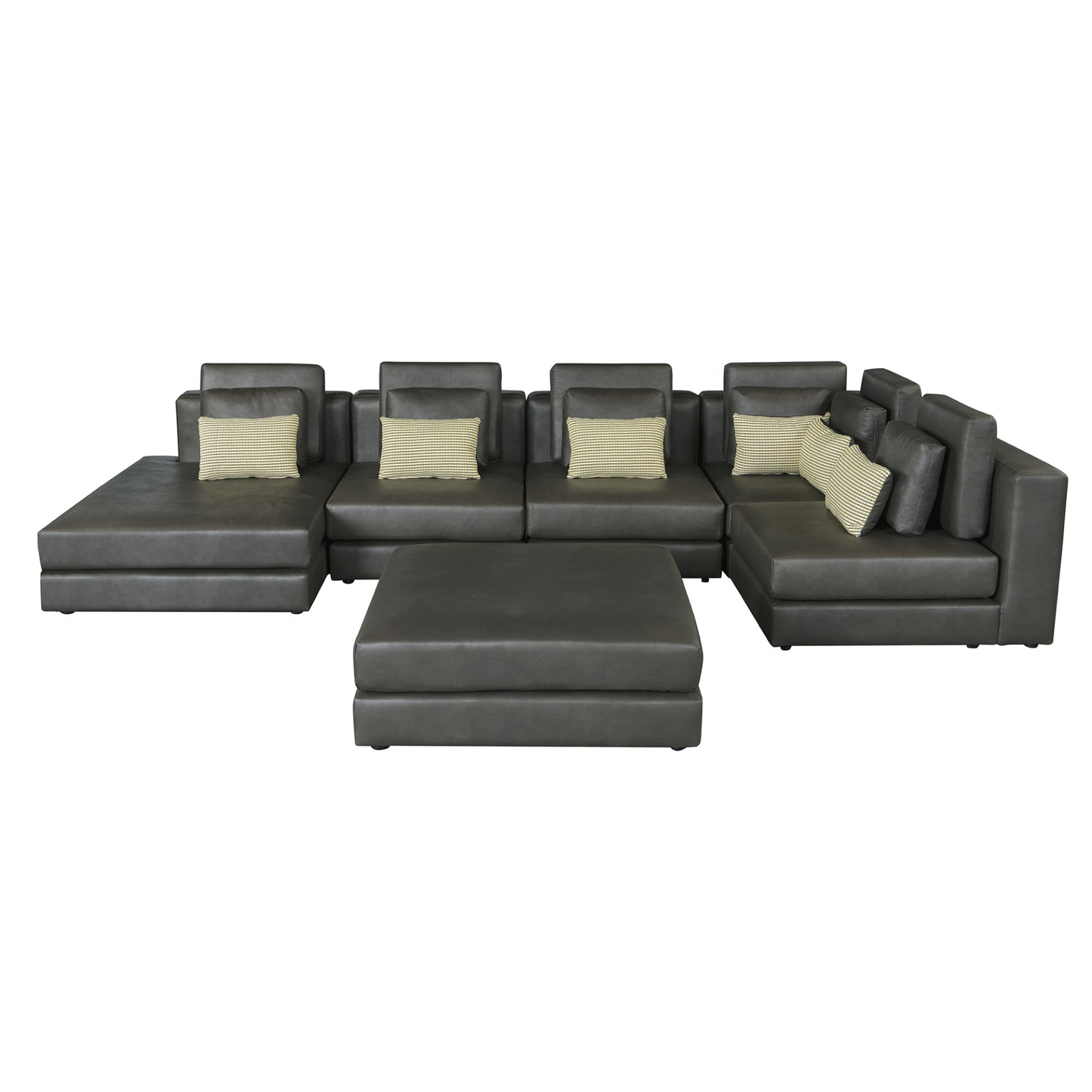 [product_type] | 112.7" Modular Sectional Sofa Corner Sofa Chaise Lounge with Movable Ottoman for Living Room, Black | casafoyer.myshopify.com