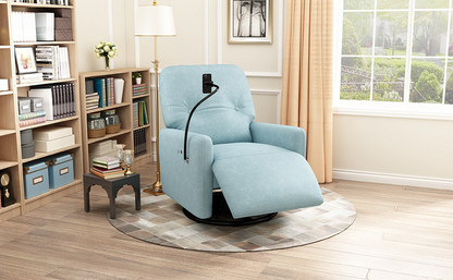 Sofa & Chair sets | 270 Degree Swivel Electric Recliner Home Theater Seating Single Reclining Sofa Rocking Motion Recliner with a Phone Holder for Living Room, Blue | casafoyer.myshopify.com