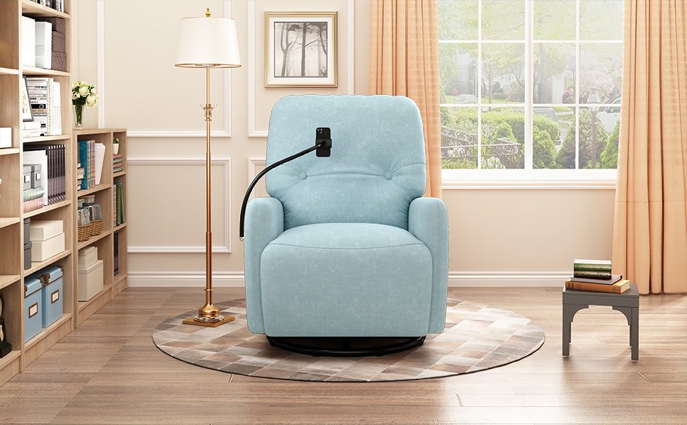 Sofa & Chair sets | 270 Degree Swivel Electric Recliner Home Theater Seating Single Reclining Sofa Rocking Motion Recliner with a Phone Holder for Living Room, Blue | casafoyer.myshopify.com