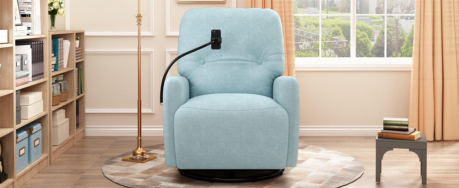 Sofa & Chair sets | 270 Degree Swivel Electric Recliner Home Theater Seating Single Reclining Sofa Rocking Motion Recliner with a Phone Holder for Living Room, Blue | casafoyer.myshopify.com