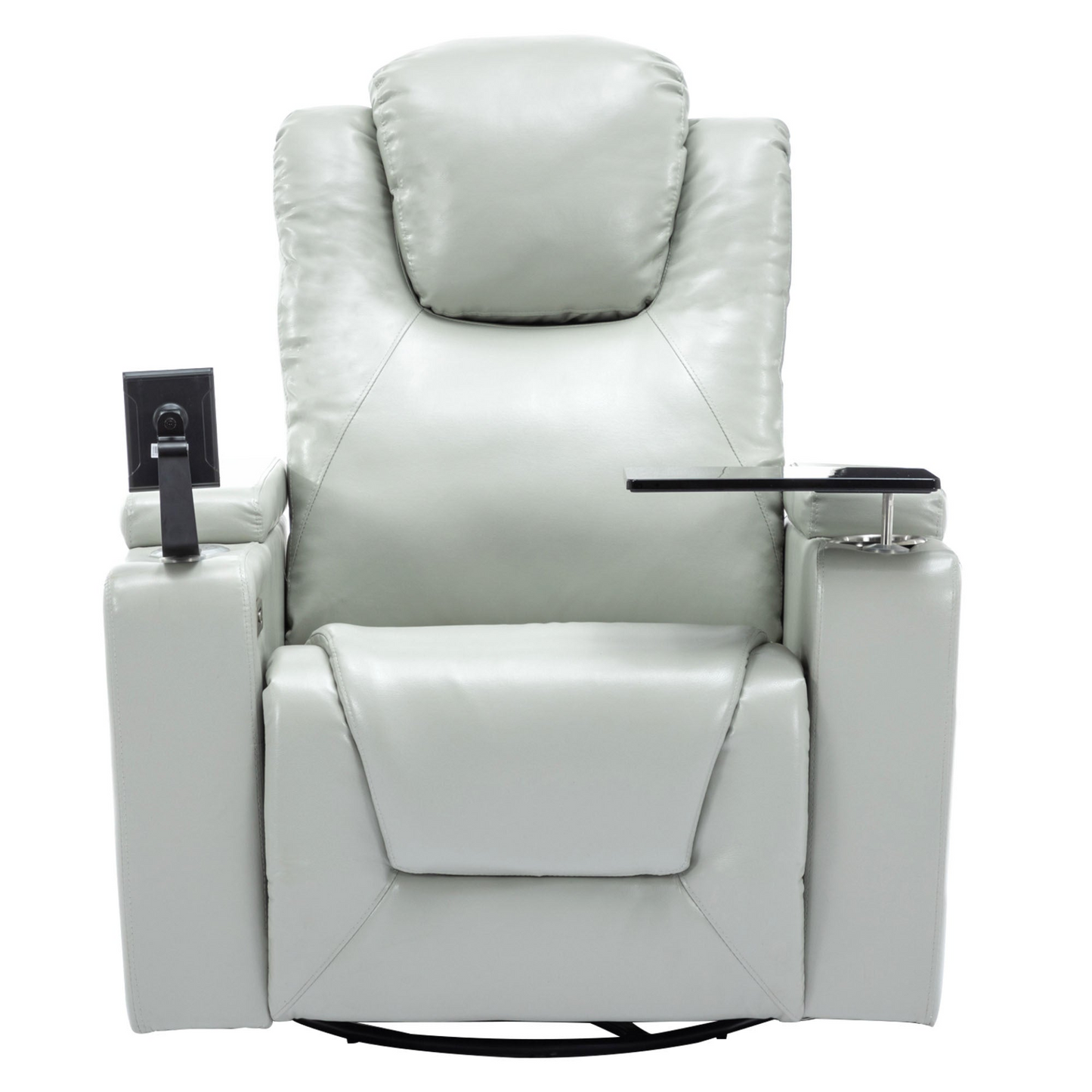 Sofa & Chair sets | 270 Degree Swivel PU Leather Power Recliner Individual Seat Home Theater Recliner with Surround Sound, Cup Holder, Removable Tray Table, Hidden Arm Storage for Living Room, Grey | casafoyer.myshopify.com