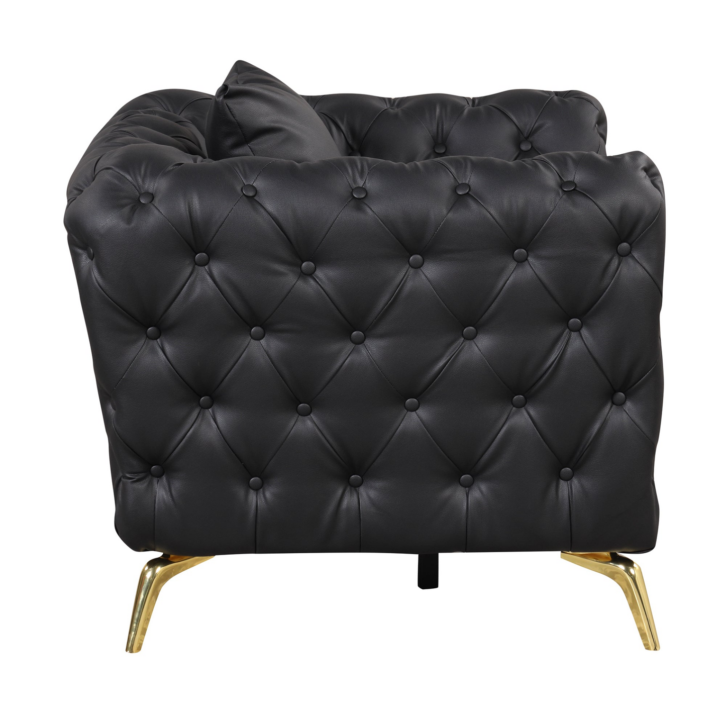 Sofa & Chair sets | Modern Sofa Couch PU Upholstered Sofa with Sturdy Metal Legs, Button Tufted Back, Single Sofa Chair for Living Room,Apartment,Home Office, Black | casafoyer.myshopify.com