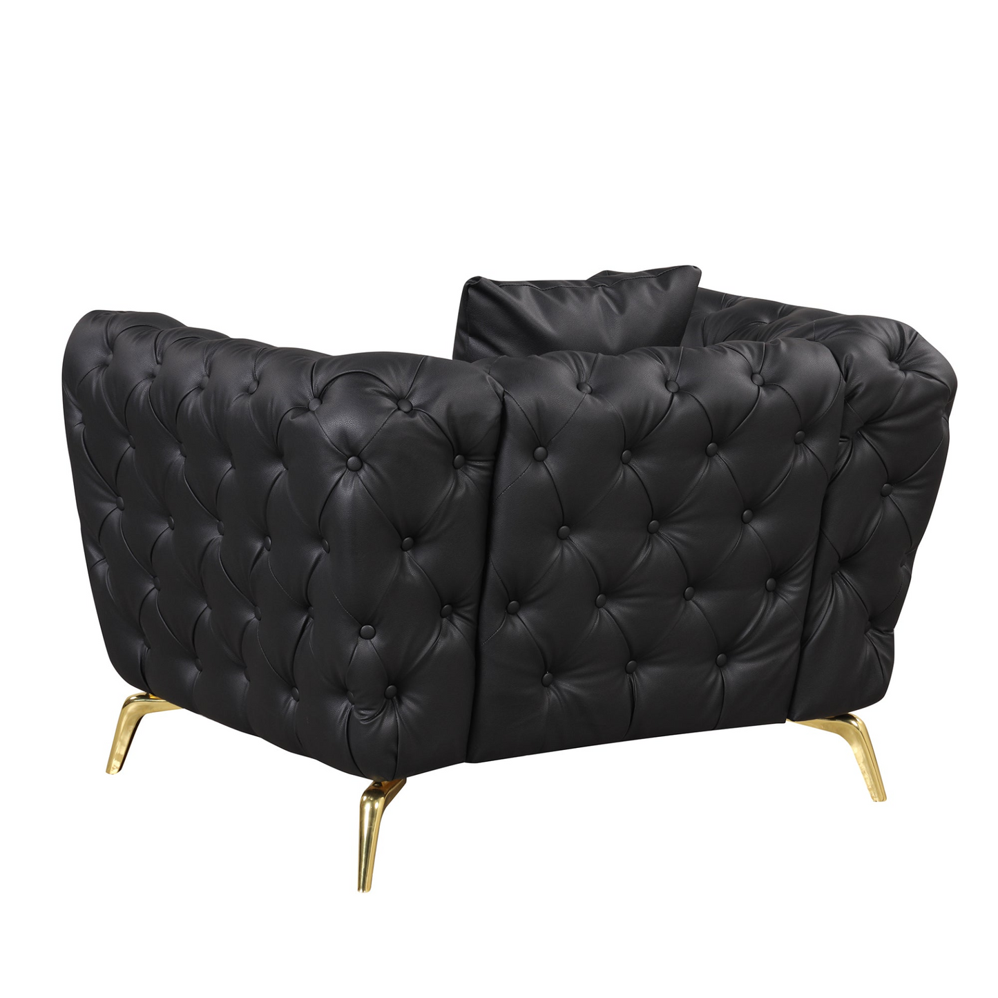 Sofa & Chair sets | Modern Sofa Couch PU Upholstered Sofa with Sturdy Metal Legs, Button Tufted Back, Single Sofa Chair for Living Room,Apartment,Home Office, Black | casafoyer.myshopify.com