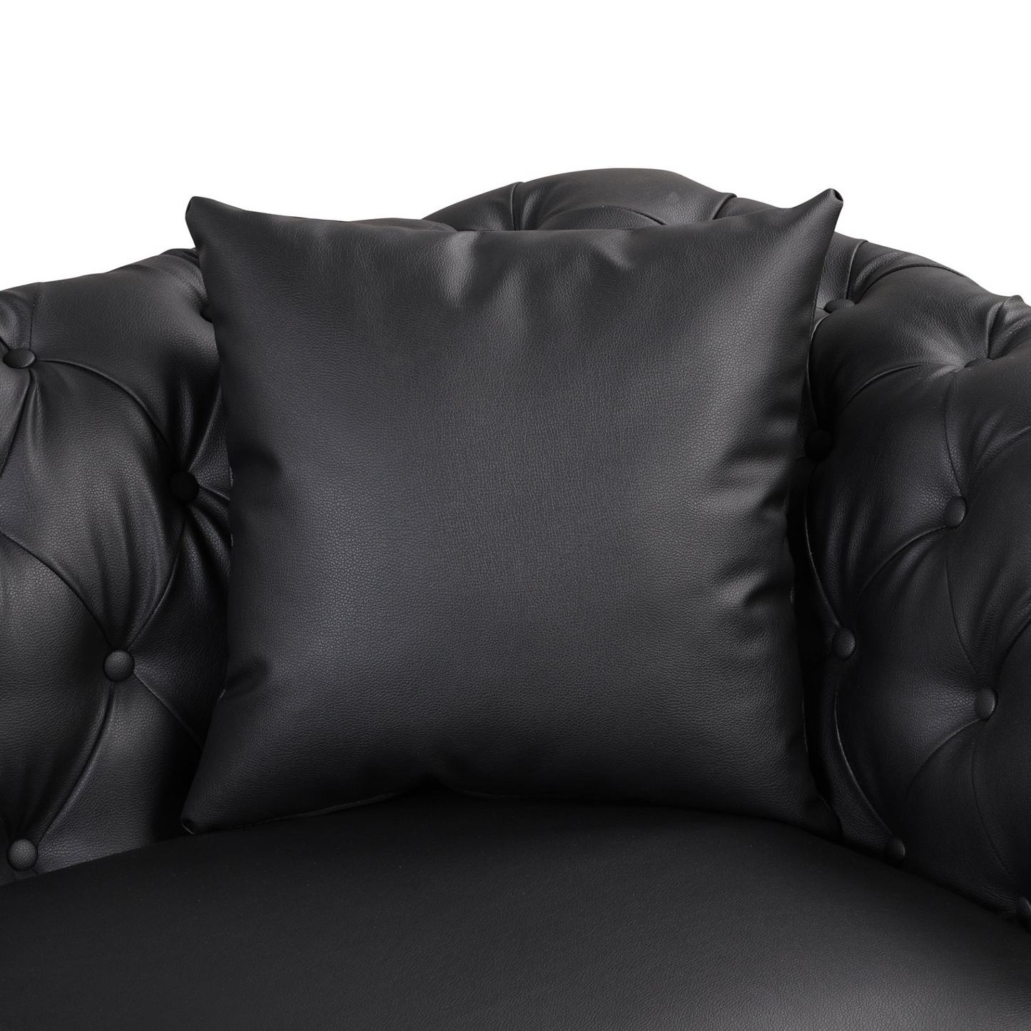 Sofa & Chair sets | Modern Sofa Couch PU Upholstered Sofa with Sturdy Metal Legs, Button Tufted Back, Single Sofa Chair for Living Room,Apartment,Home Office, Black | casafoyer.myshopify.com