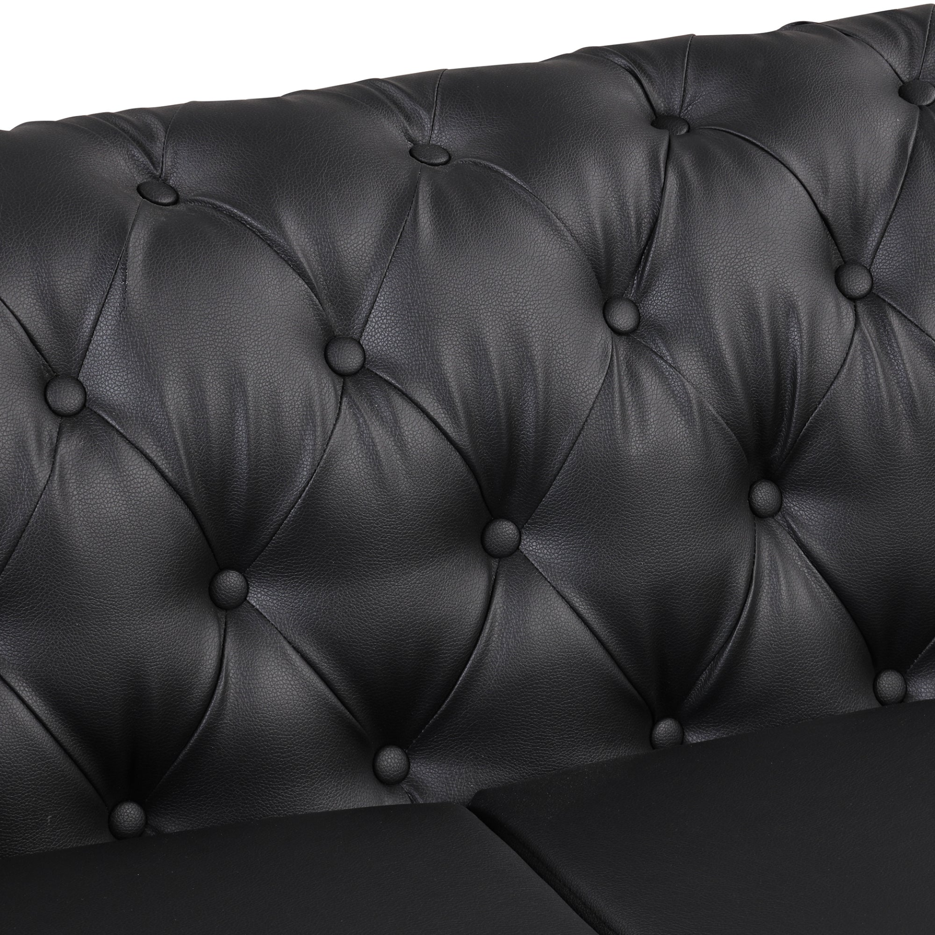 Sofa & Chair sets | Modern Sofa Couch PU Upholstered Sofa with Sturdy Metal Legs, Button Tufted Back, Single Sofa Chair for Living Room,Apartment,Home Office, Black | casafoyer.myshopify.com