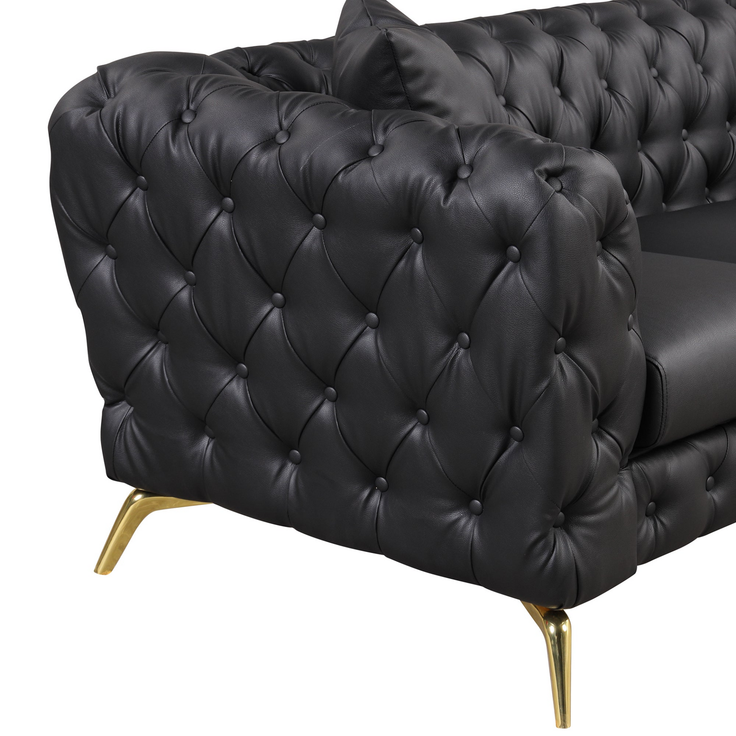 Sofa & Chair sets | Modern Sofa Couch PU Upholstered Sofa with Sturdy Metal Legs, Button Tufted Back, Single Sofa Chair for Living Room,Apartment,Home Office, Black | casafoyer.myshopify.com