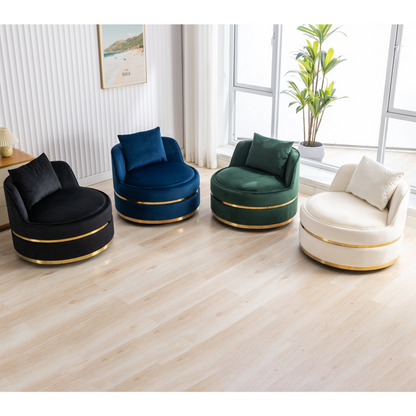 Sofa & Chair sets | 360 Degree Swivel Accent Chair Velvet Modern Upholstered Barrel Chair Over-Sized Soft Chair with Seat Cushion for Living Room, Bedroom, Office, Apartment, Blue | casafoyer.myshopify.com