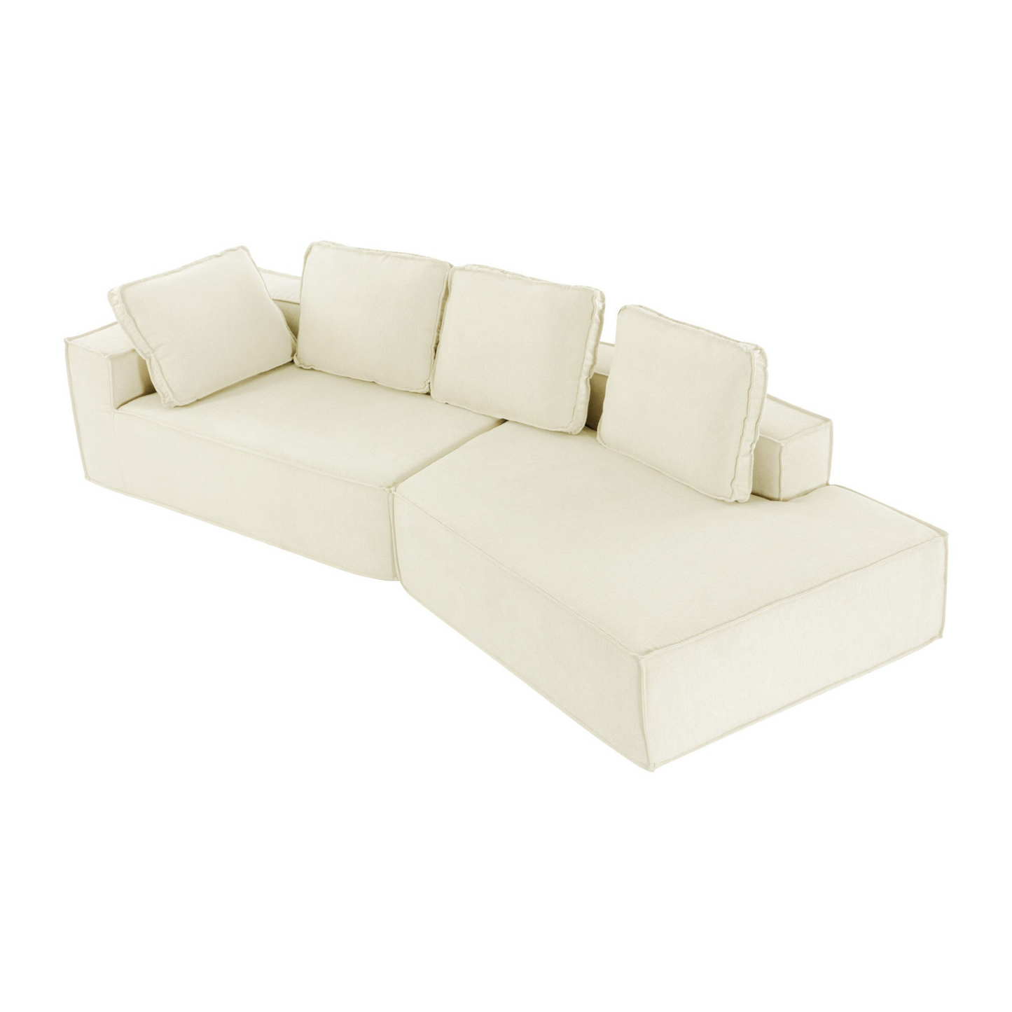 [product_type] | 125" Stylish Chaise Lounge Modern Indoor Sleeper Sofa - Beige | casafoyer.myshopify.com