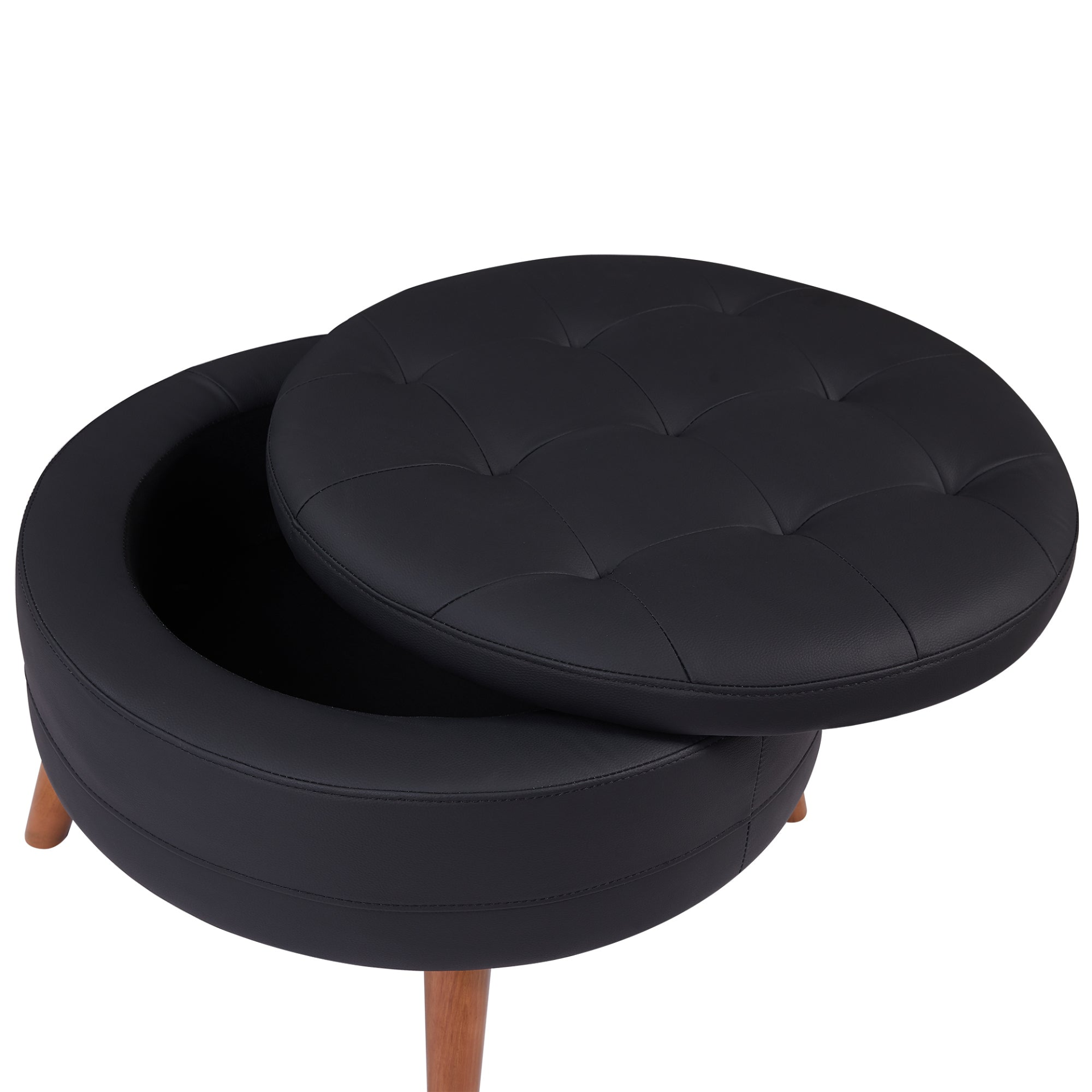 Sofa & Chair sets | Contemporary Sofa Stylish Sofa Couch with a Round Storage Ottoman and Three Removable Pillows for Living Room, Black | casafoyer.myshopify.com