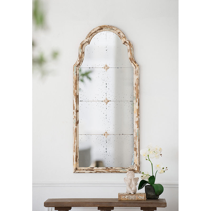 Wall mirror | Large Cream & Gold Framed Wall Mirror, Wood Arched Mirror with Decorative Window Look for Living Room, Bathroom, Entryway | casafoyer.myshopify.com