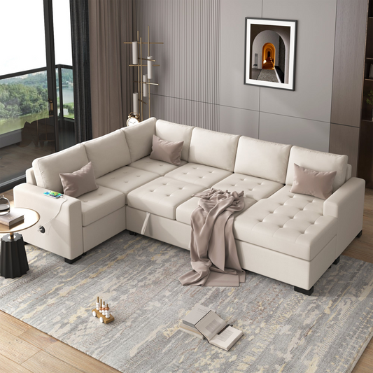 OTTOMAN | Modular Combination Sofa with Ottoman L-shaped Corner Combination, USB and Type-C Interfaces, Suitable for Living Rooms, Offices, and Spacious Spaces | casafoyer.myshopify.com