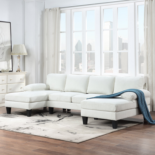 Sofa & Chair sets | Granular Velvet Sofa,U-Shaped Couch with Oversized Seat,6-Seat Sofa Bed with Double Chaise,Comfortable and spacious indoor furniture for Living Room,Apartment,2 Colors | casafoyer.myshopify.com