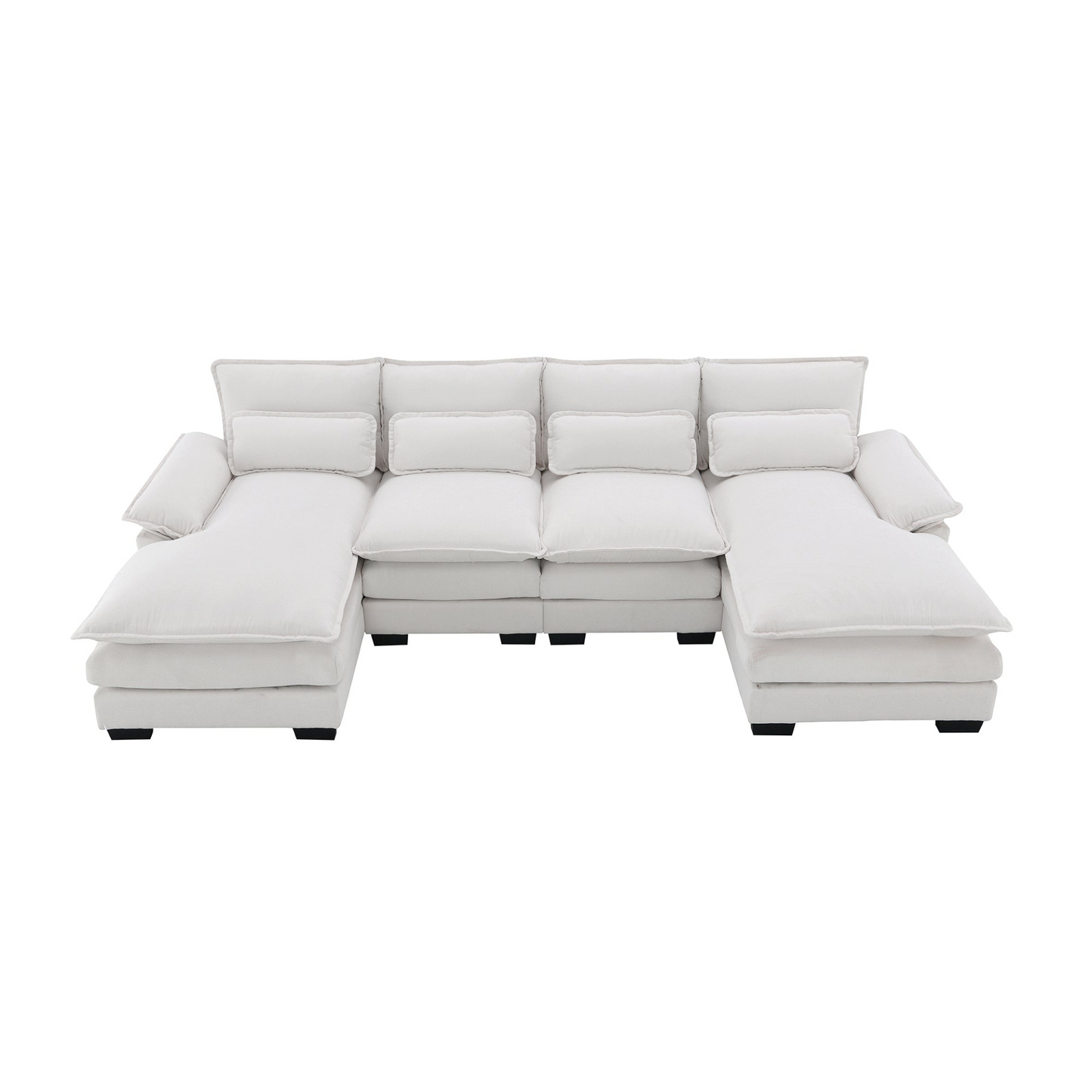 [product_type] | Modern U-shaped Sectional Sofa with Waist Pillows - 6-seat Symmetrical Sofa Furniture | casafoyer.myshopify.com