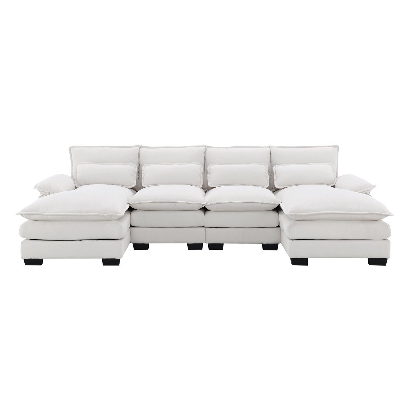 [product_type] | Modern U-shaped Sectional Sofa with Waist Pillows - 6-seat Symmetrical Sofa Furniture | casafoyer.myshopify.com