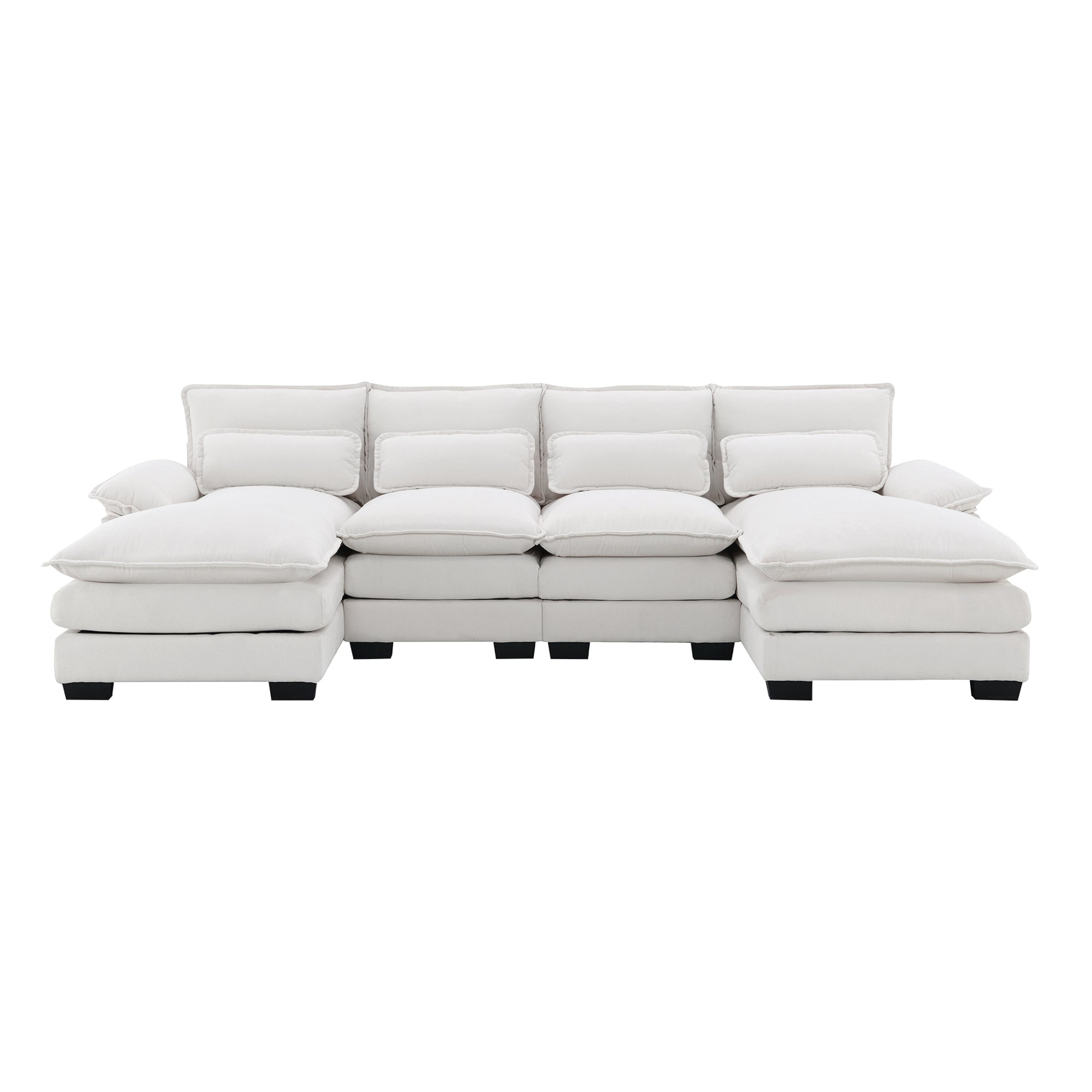 [product_type] | Modern U-shaped Sectional Sofa with Waist Pillows - 6-seat Symmetrical Sofa Furniture | casafoyer.myshopify.com