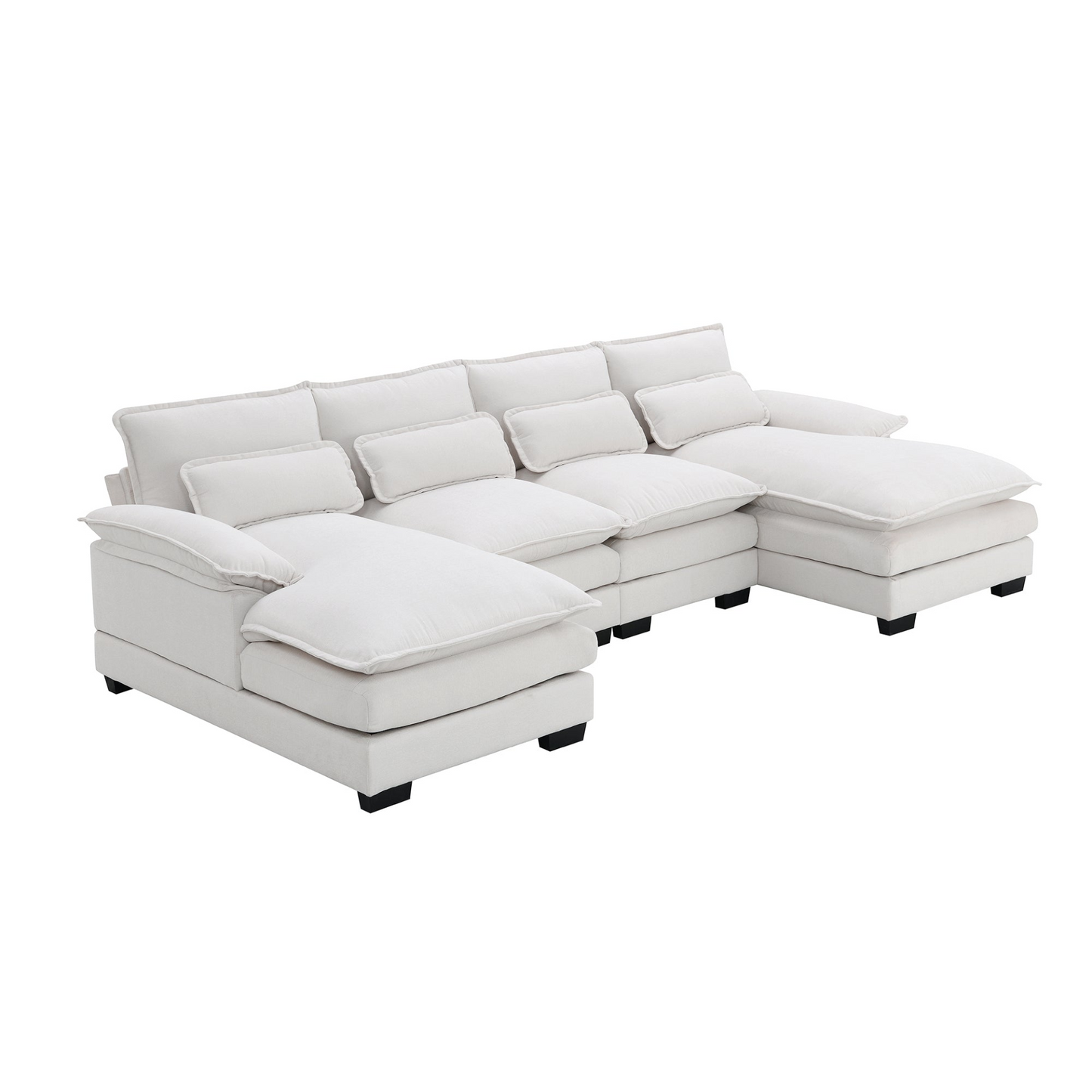 [product_type] | Modern U-shaped Sectional Sofa with Waist Pillows - 6-seat Symmetrical Sofa Furniture | casafoyer.myshopify.com