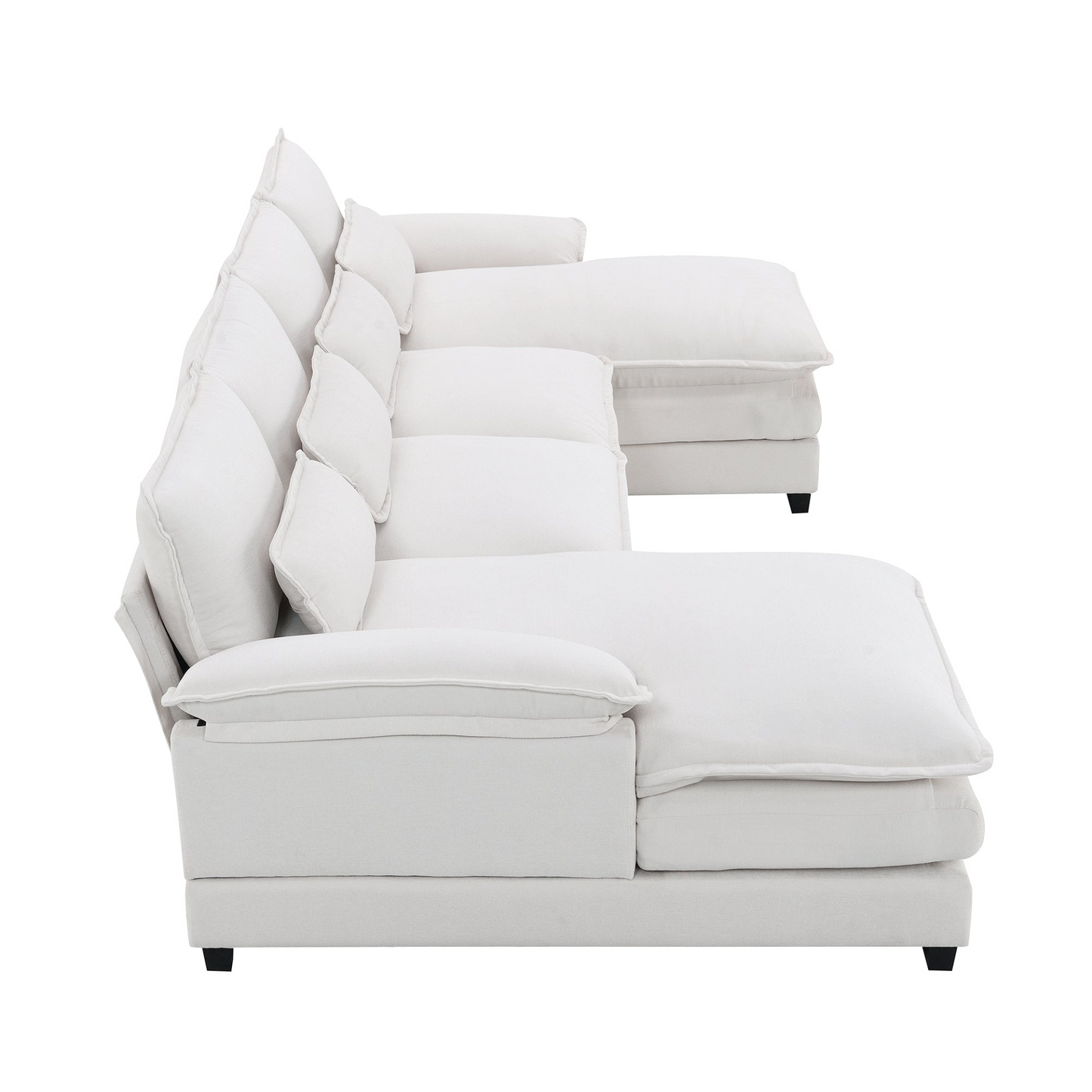 [product_type] | Modern U-shaped Sectional Sofa with Waist Pillows - 6-seat Symmetrical Sofa Furniture | casafoyer.myshopify.com