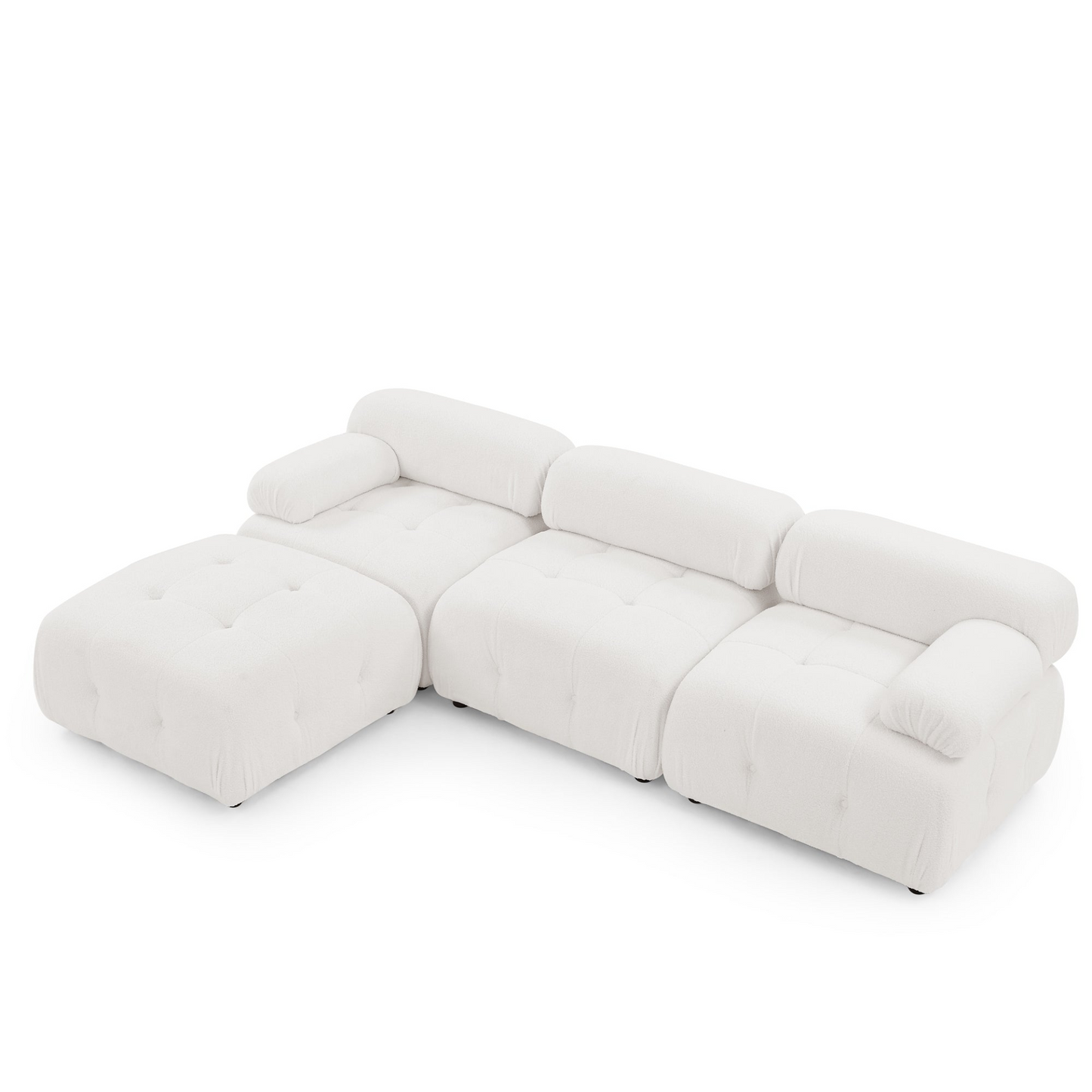 [product_type] | Modular Sectional Sofa, Button Tufted Designed and DIY Combination,L Shaped Couch with Reversible Ottoman, Ivory Teddy Fabric | casafoyer.myshopify.com