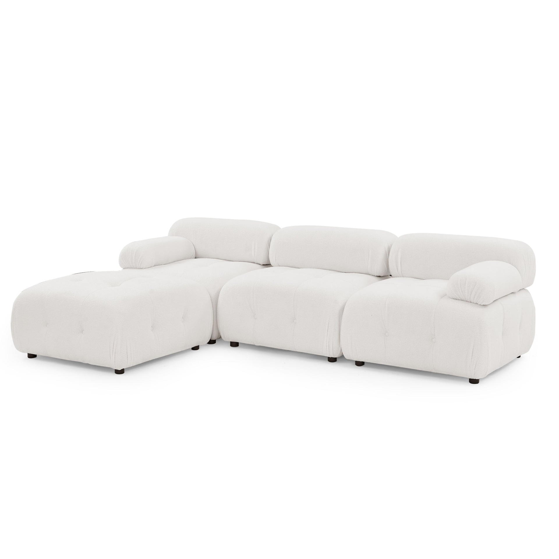 [product_type] | Modular Sectional Sofa, Button Tufted Designed and DIY Combination,L Shaped Couch with Reversible Ottoman, Ivory Teddy Fabric | casafoyer.myshopify.com