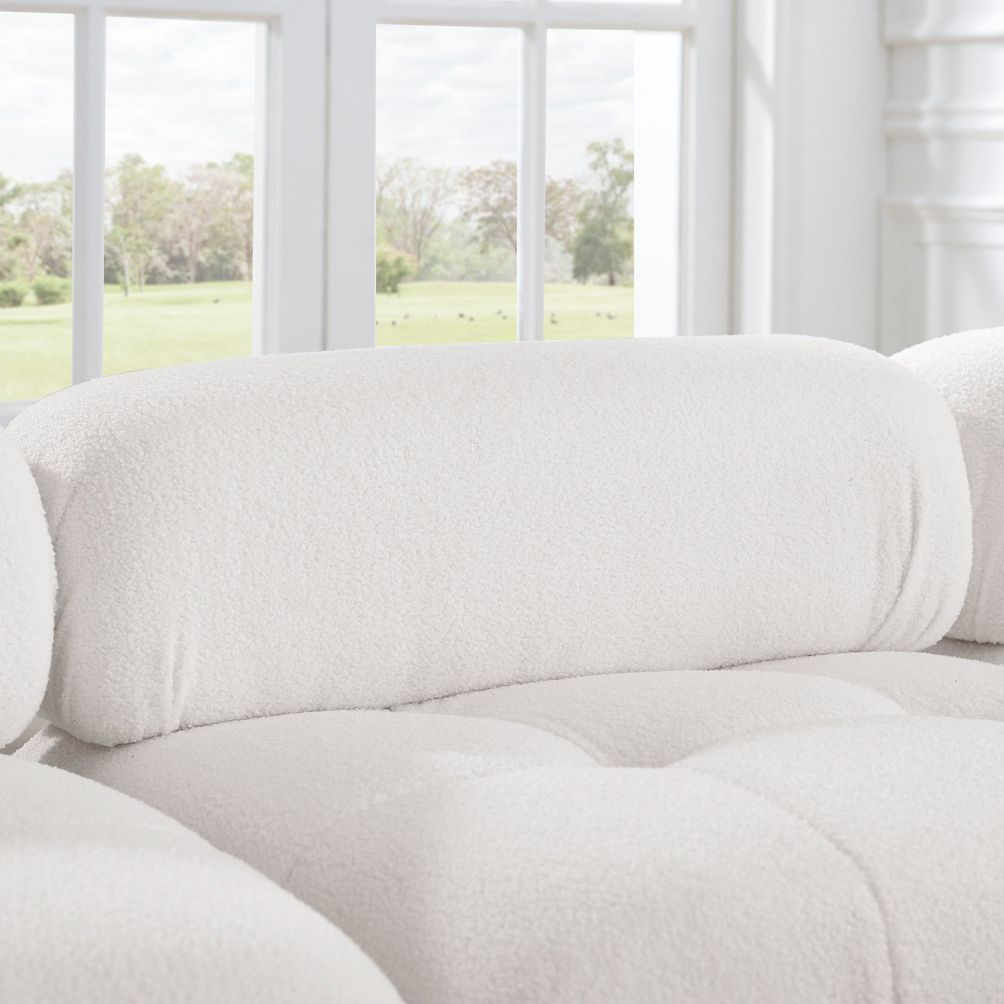 [product_type] | Modular Sectional Sofa, Button Tufted Designed and DIY Combination,L Shaped Couch with Reversible Ottoman, Ivory Teddy Fabric | casafoyer.myshopify.com