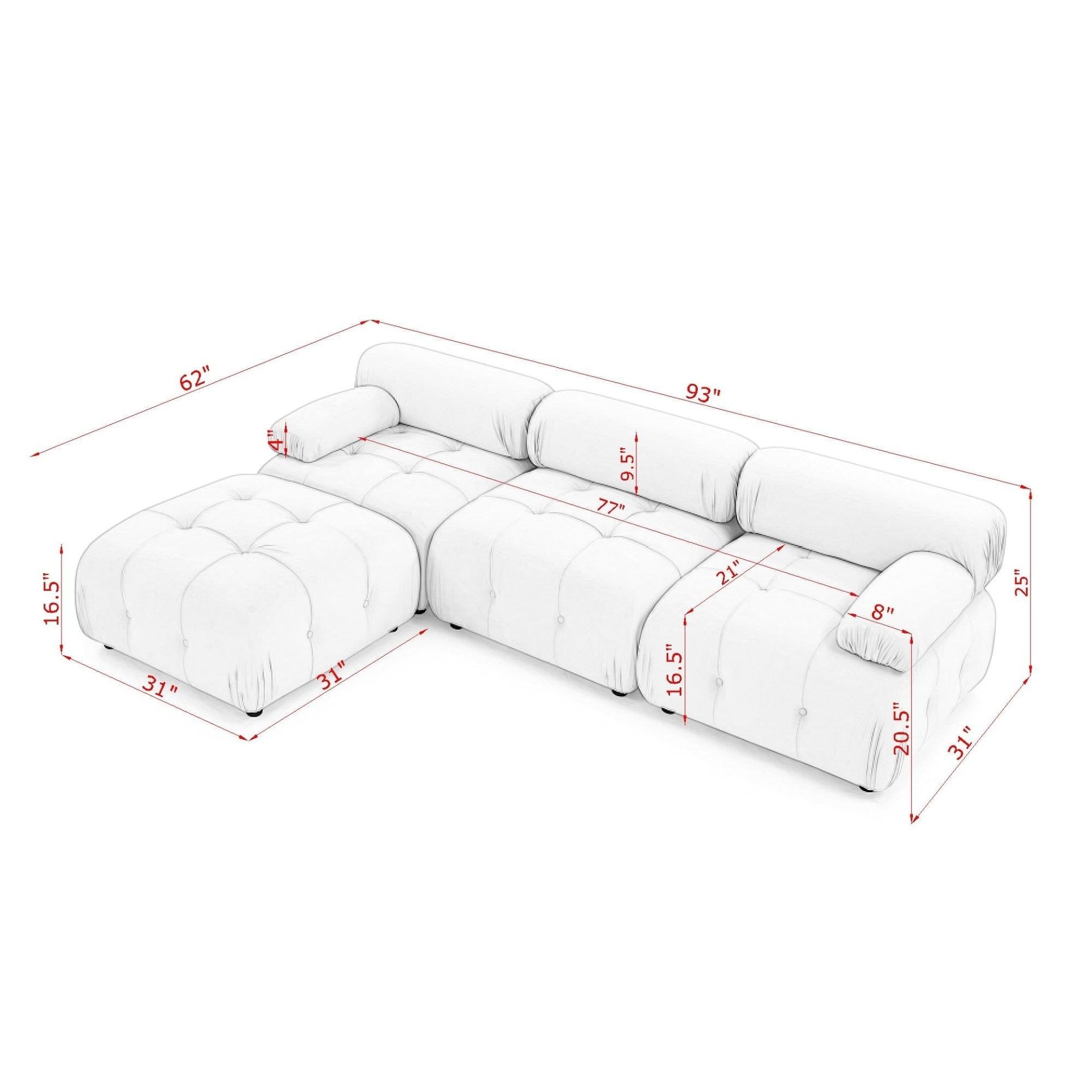 [product_type] | Modular Sectional Sofa, Button Tufted Designed and DIY Combination,L Shaped Couch with Reversible Ottoman, Ivory Teddy Fabric | casafoyer.myshopify.com