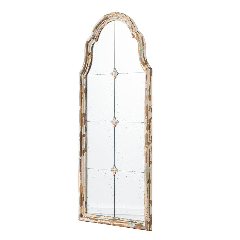 Wall mirror | Large Cream & Gold Framed Wall Mirror, Wood Arched Mirror with Decorative Window Look for Living Room, Bathroom, Entryway | casafoyer.myshopify.com