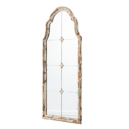 Wall mirror | Large Cream & Gold Framed Wall Mirror, Wood Arched Mirror with Decorative Window Look for Living Room, Bathroom, Entryway | casafoyer.myshopify.com